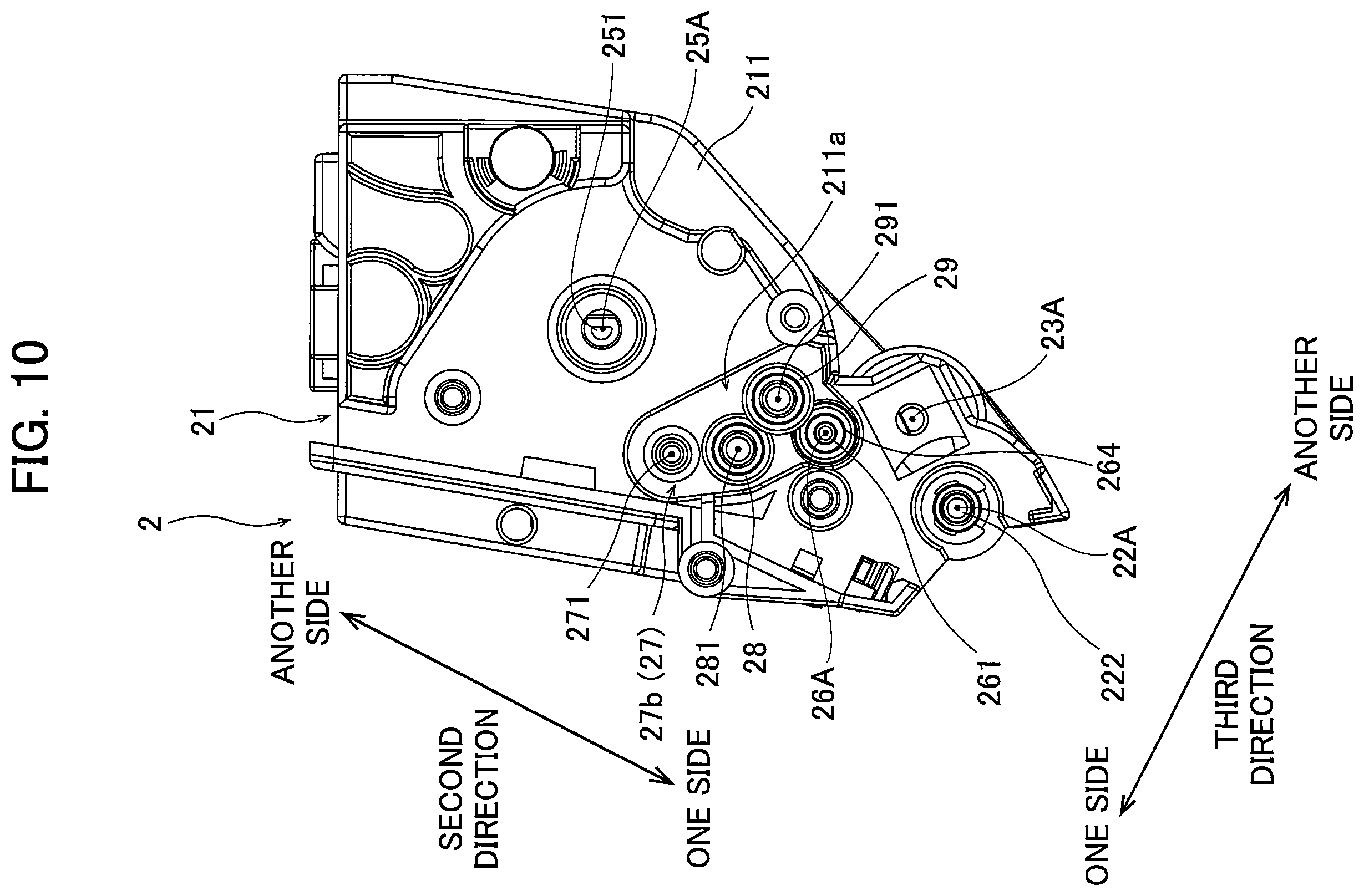 Patent US12147171 Figure 10 – Developing cartridge including casing and first and second agitators for agitating toner accommodated in casing