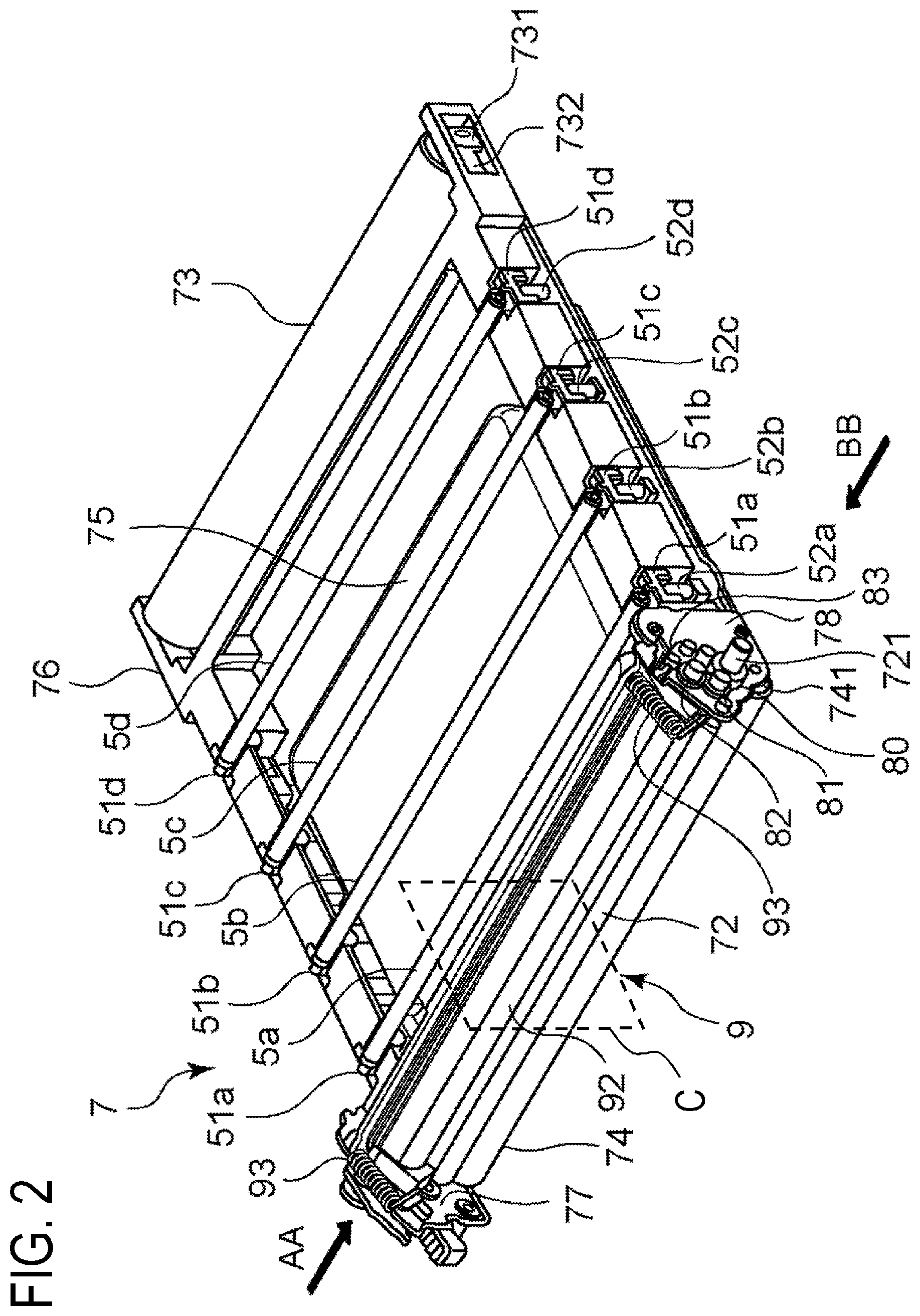 Patent US12147173 Figure 2 – Transfer unit, image forming apparatus, and method for manufacturing transfer unit, with end seal member abutting against cleaning blade and intermediate transfer belt that abut against each other