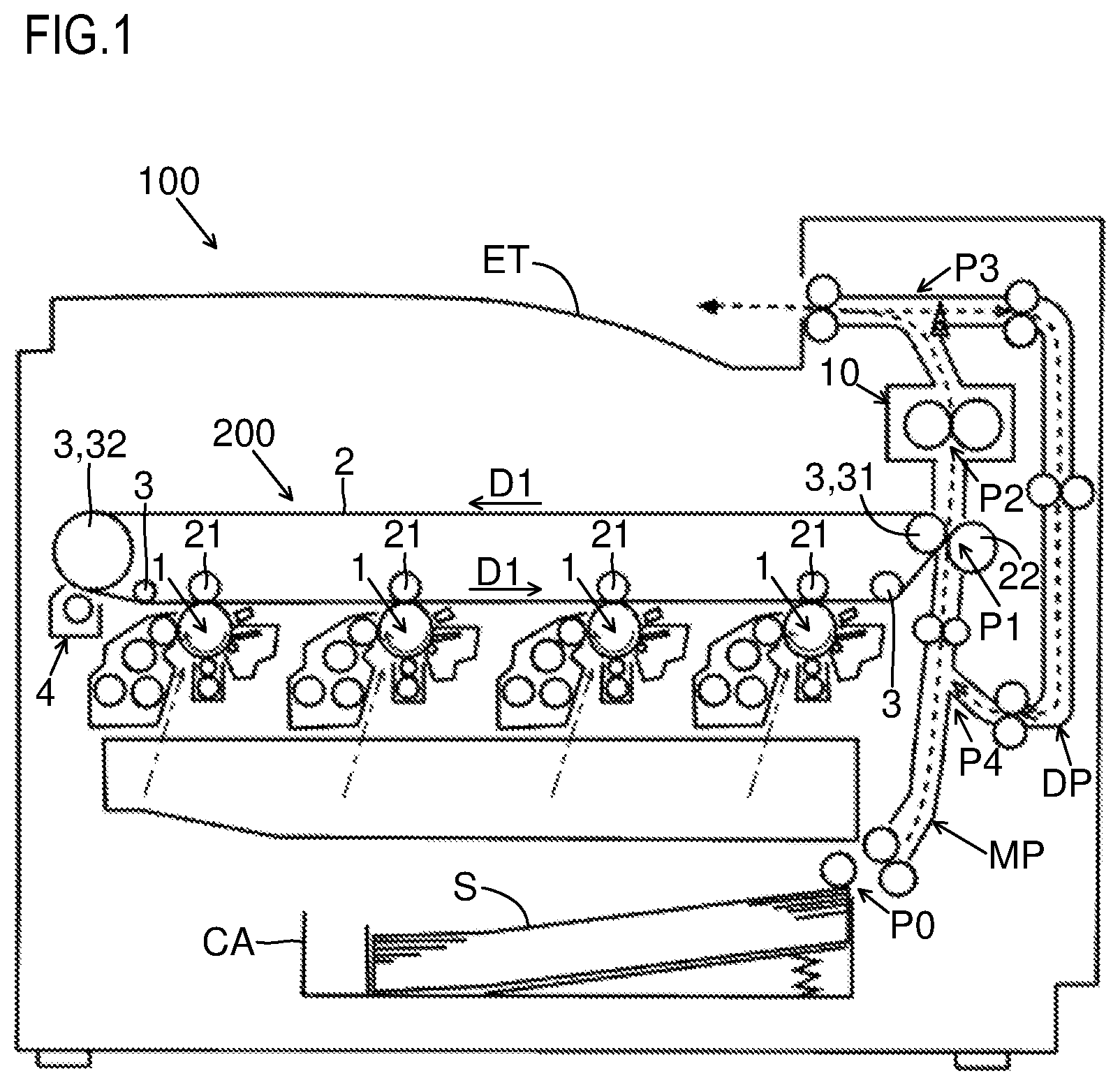 Patent US12147174 Figure 1 – Intermediate transfer unit and image forming apparatus