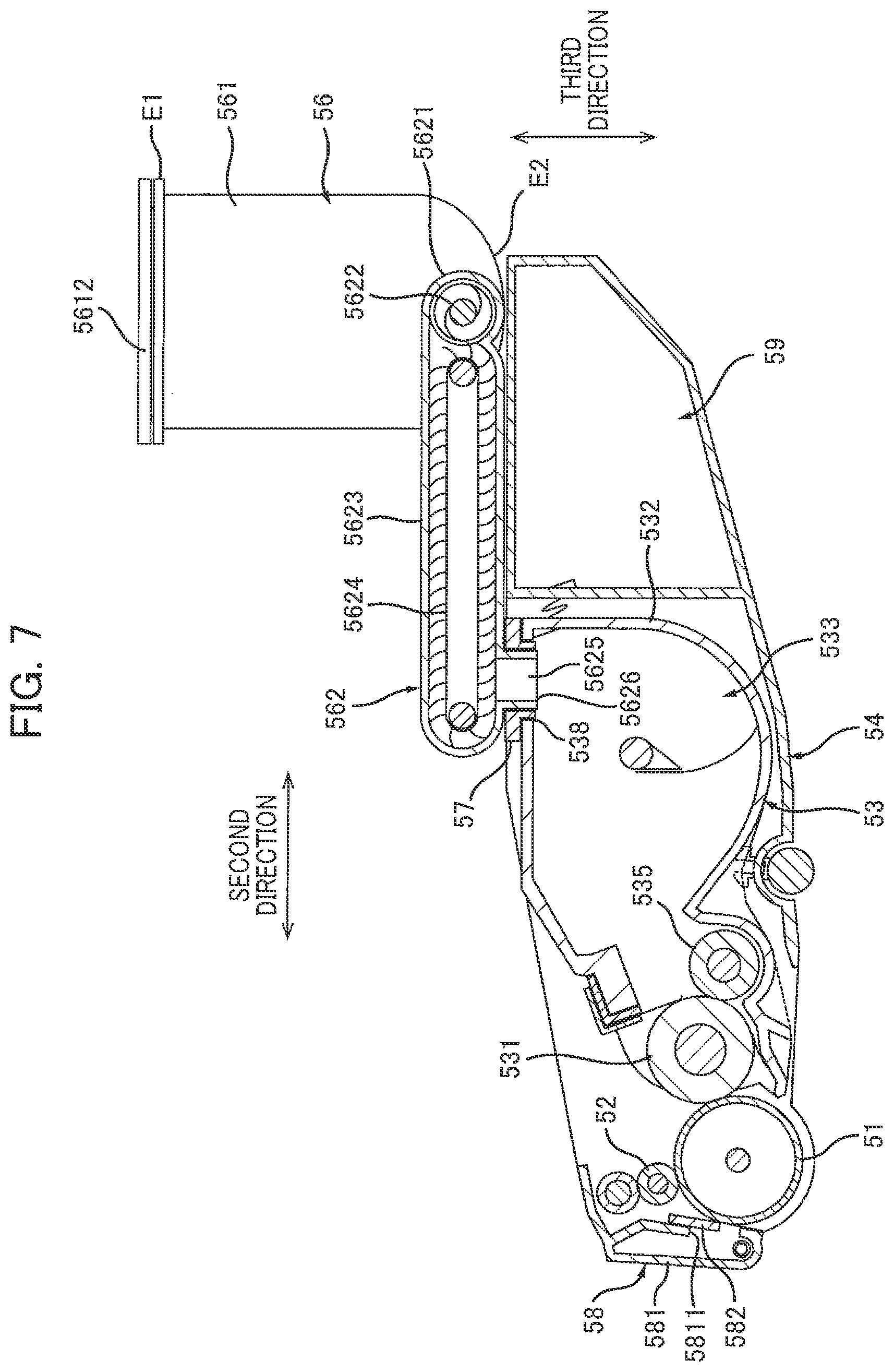 Patent US12147188 Figure 7 – Image forming apparatus including process cartridge provided with toner receiving part for receiving toner