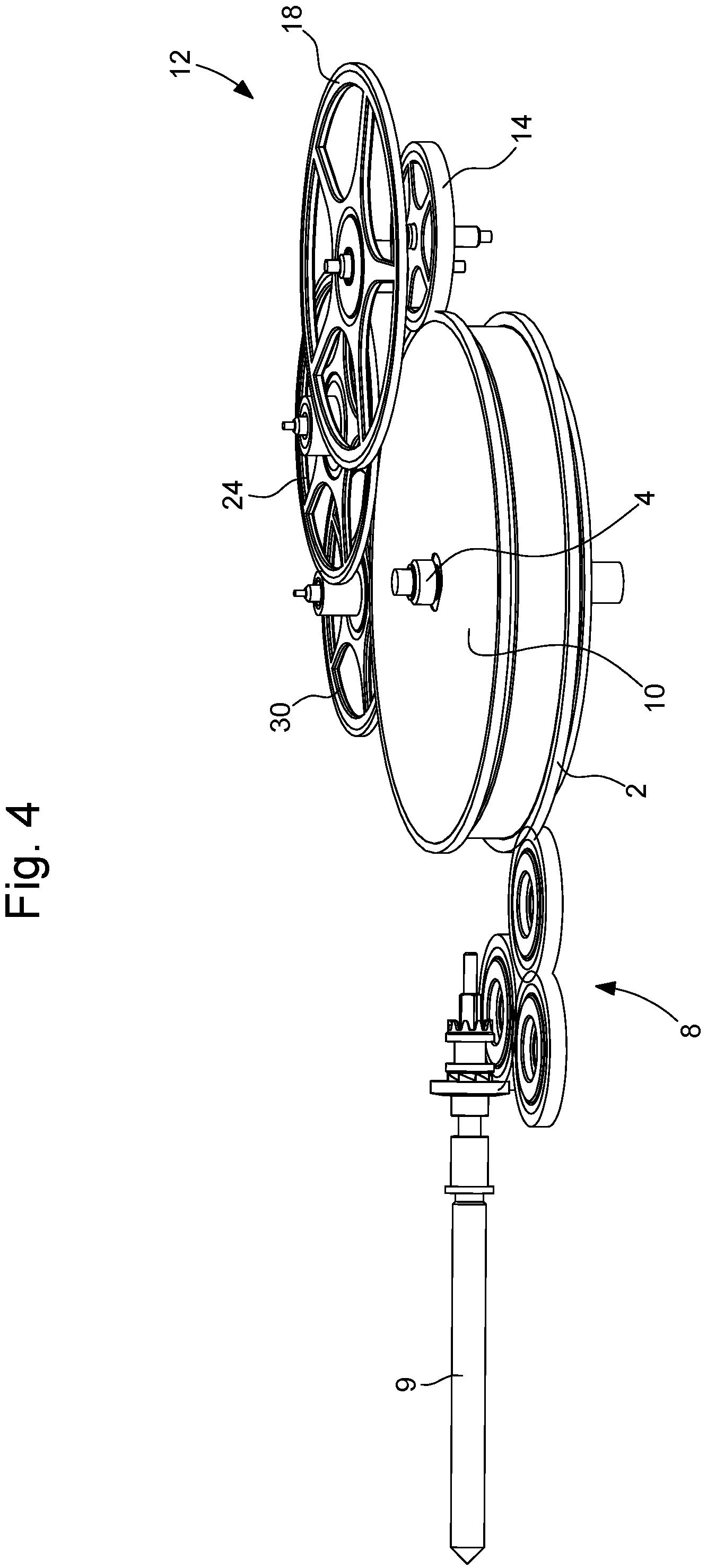Patent US12147194 Figure 4 – Horological mechanism for displaying at least the single time indication and timepiece comprising such a mechanism