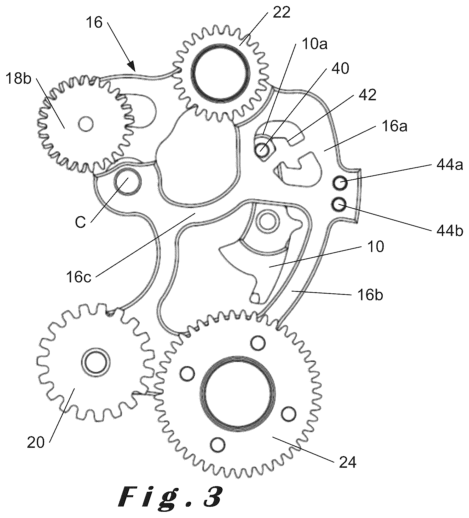 Patent US12147196 Figure 3 – Selection and actuation device for a plurality of functions of a watch movement