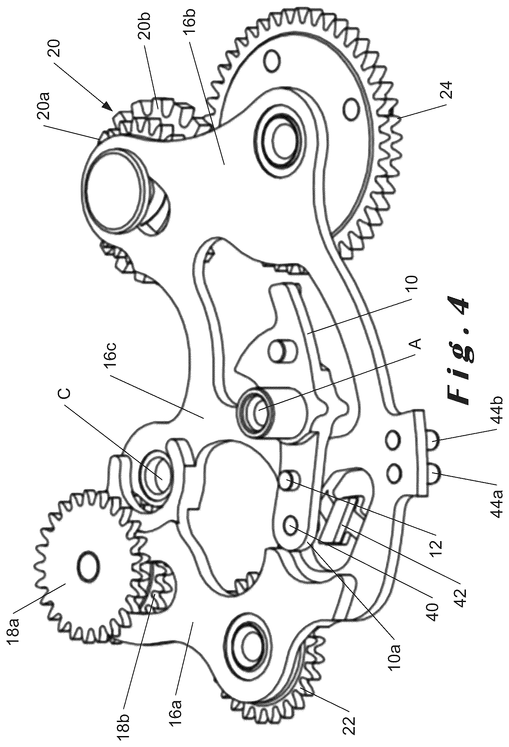 Patent US12147196 Figure 4 – Selection and actuation device for a plurality of functions of a watch movement