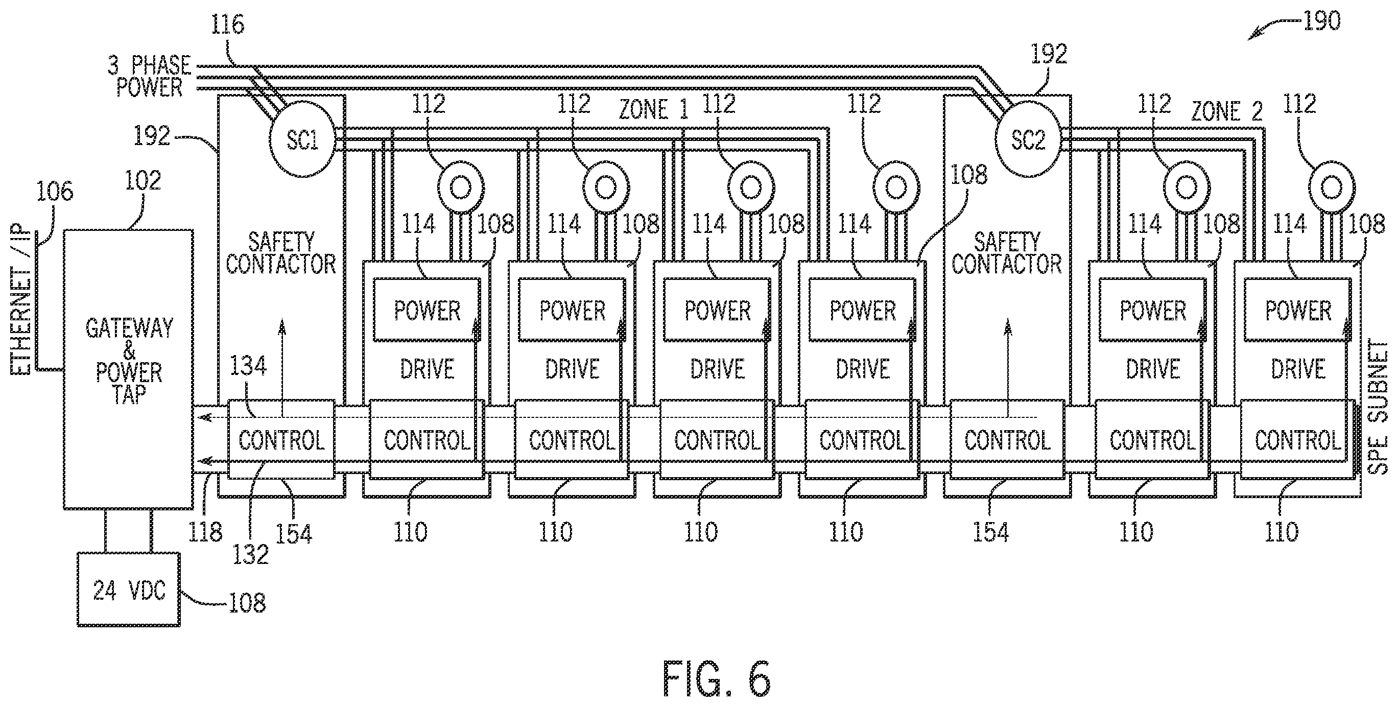 Patent US12147213 Figure 6 – Employing single pair ethernet for zoned safety in drive applications