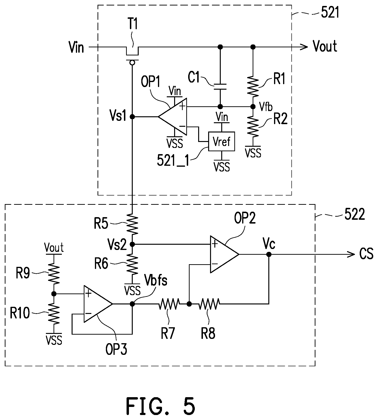 Patent US12147257 Figure 5 – Electronic device with voltage regulator for regulating adjustable level of electronic element