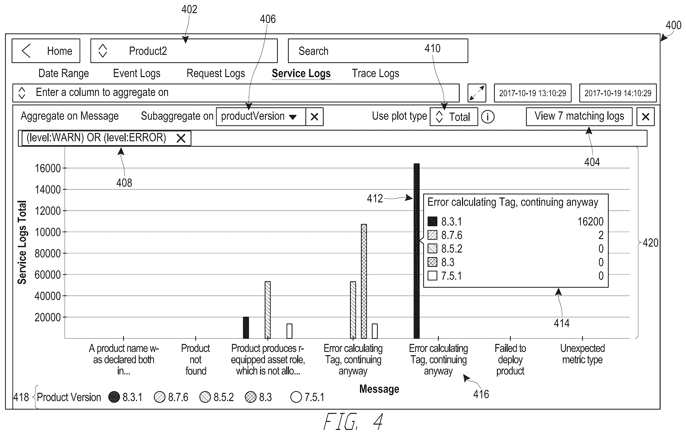 Patent US12147295 Figure 5 – Linking related events for various devices and services in computer log files on a centralized server