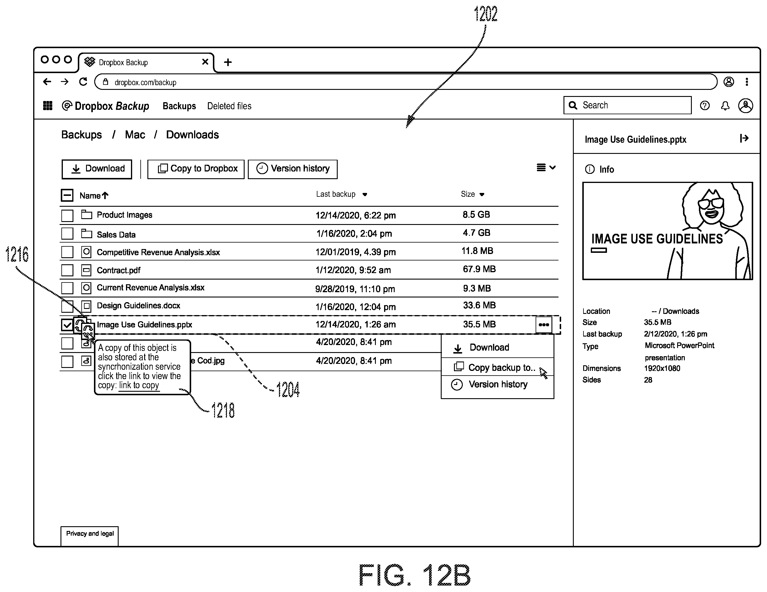 Patent US12147393 Figure 15 – Enabling collaboration on an object from a backup service through integration with an object synchronization service