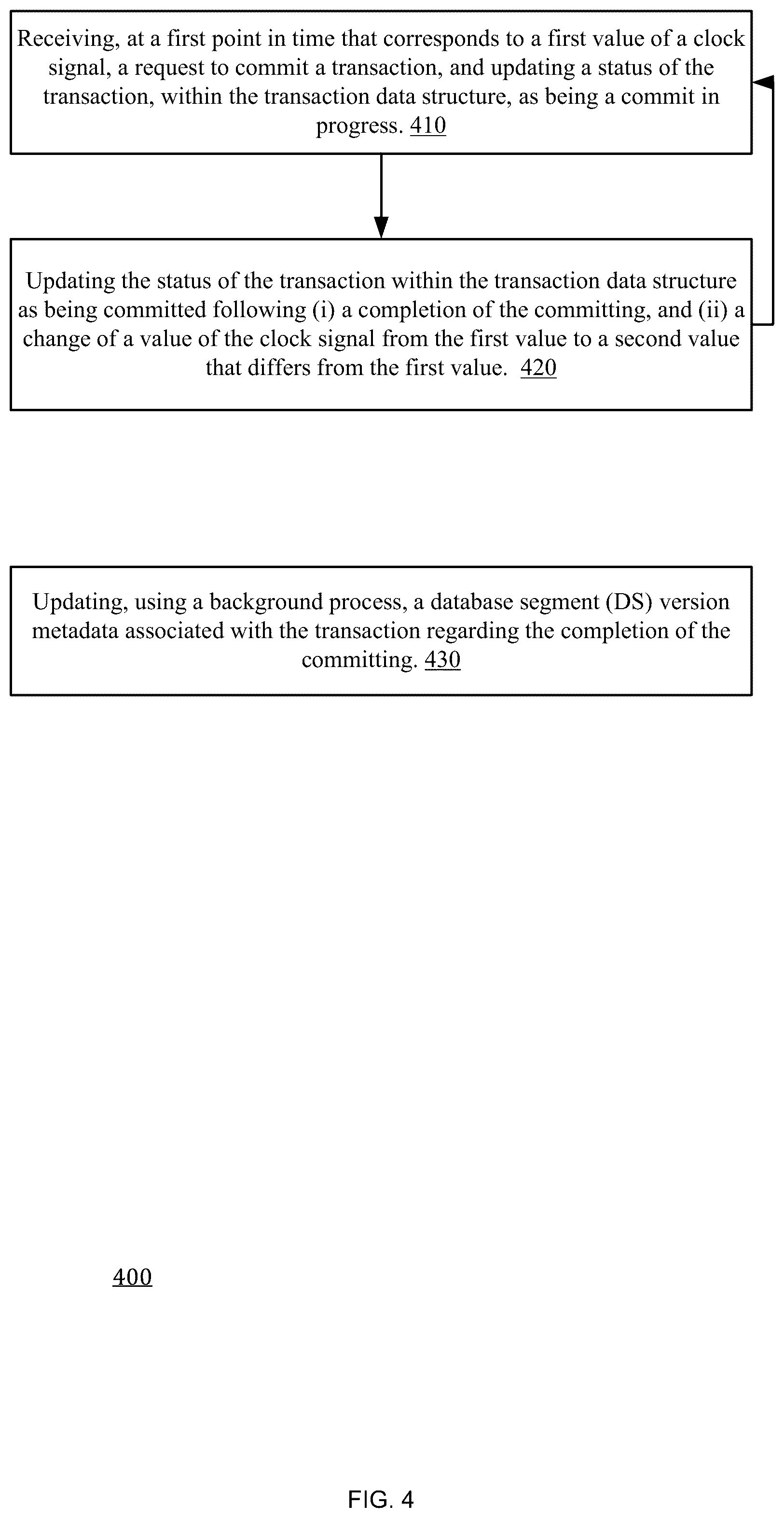Patent US12147416 Figure 4 – Managing a transaction isolation