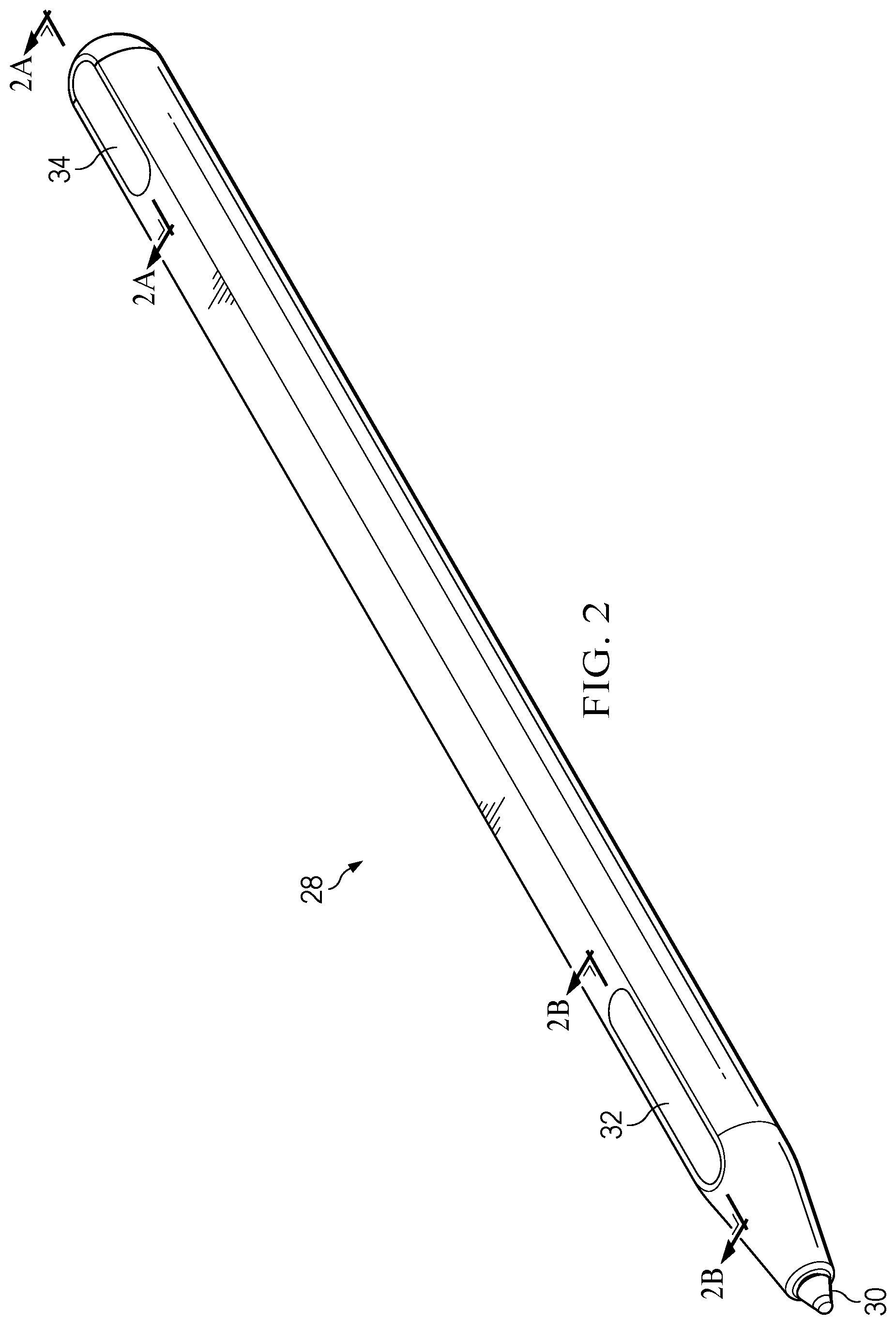 Patent US12147615 Figure 2 – Information handling system stylus body with flexible button actuator