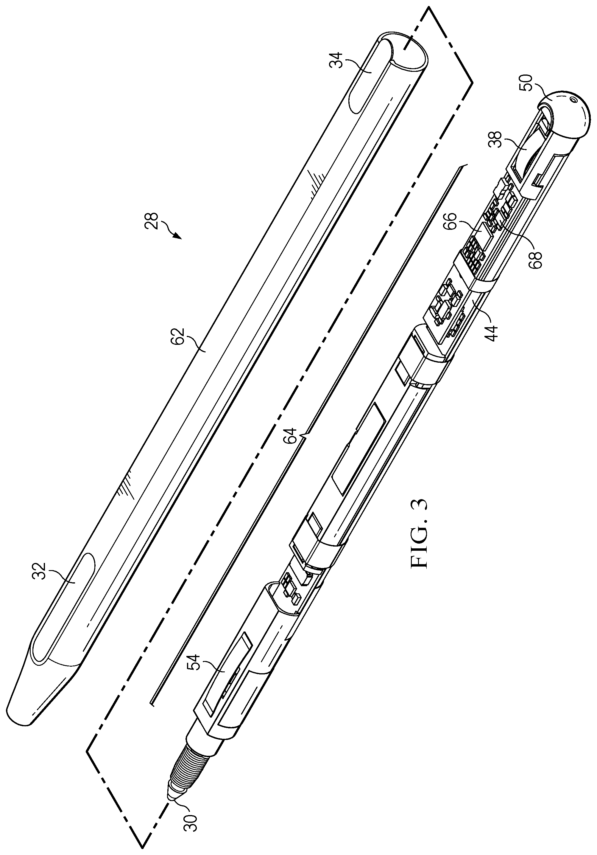 Patent US12147615 Figure 5 – Information handling system stylus body with flexible button actuator