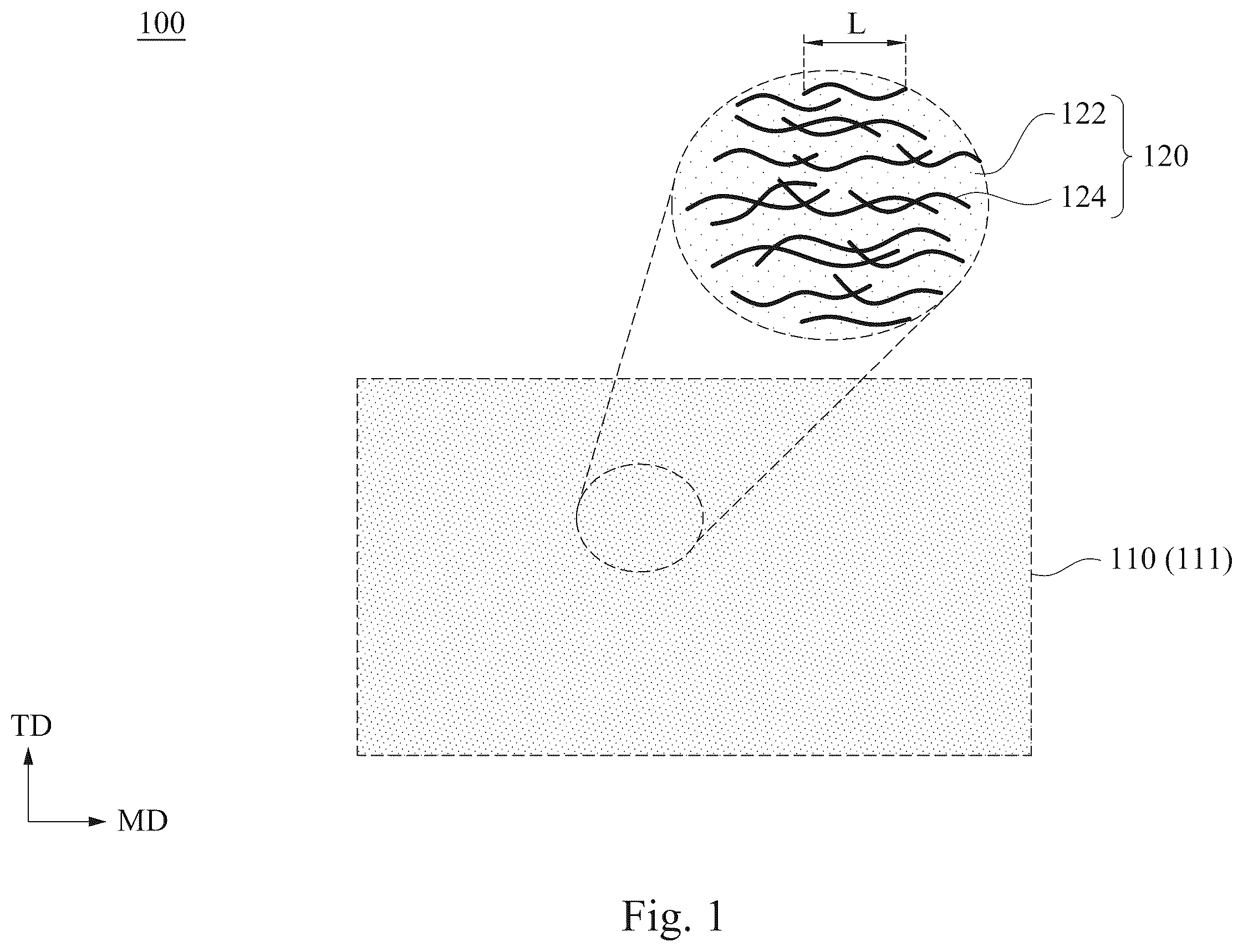 Patent US12147621 Figure 1 – Conductive film and touch sensor