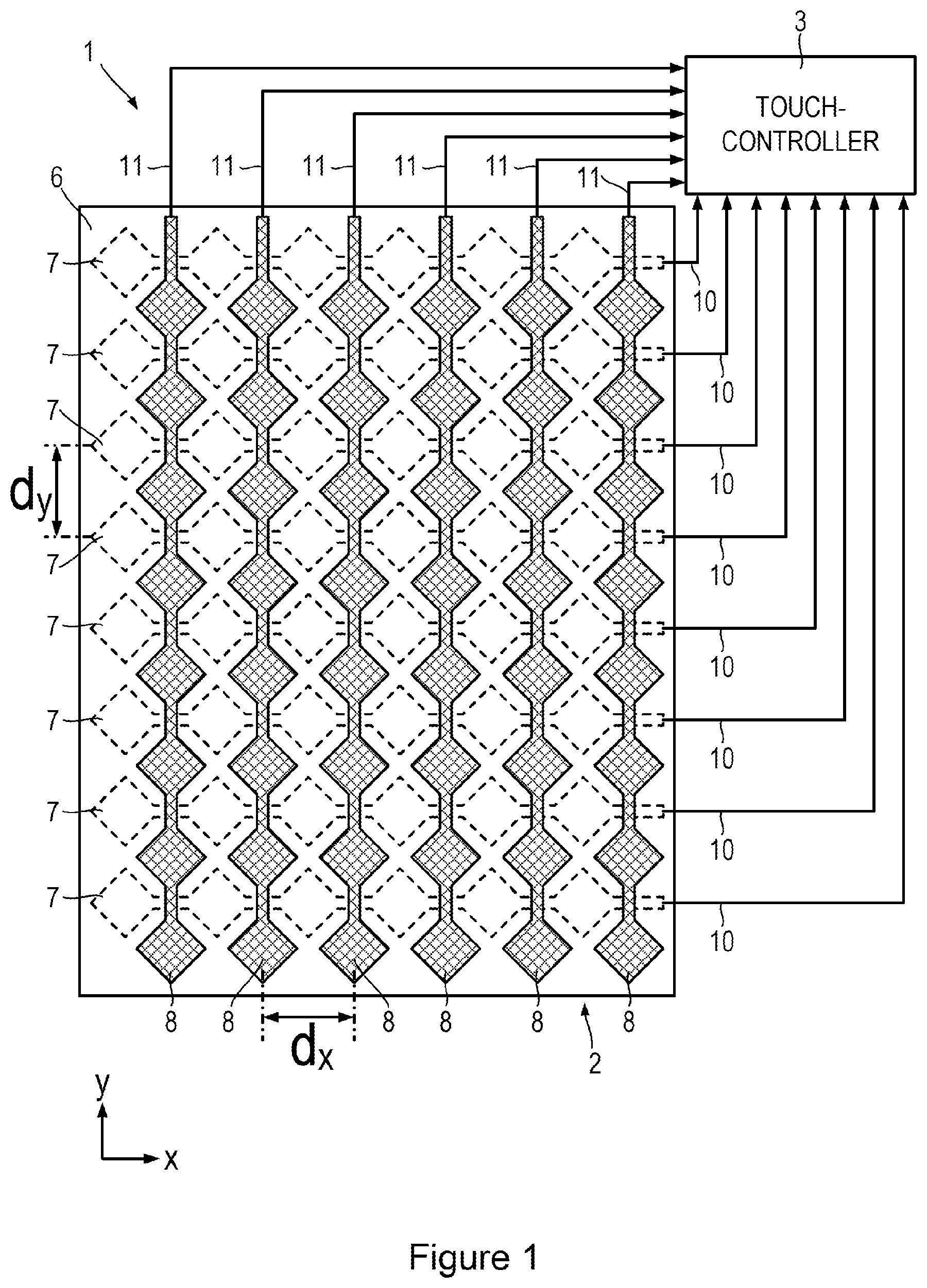 Patent US12147625 Figure 1 – Flexible touch panel with piezoelectric force sensing