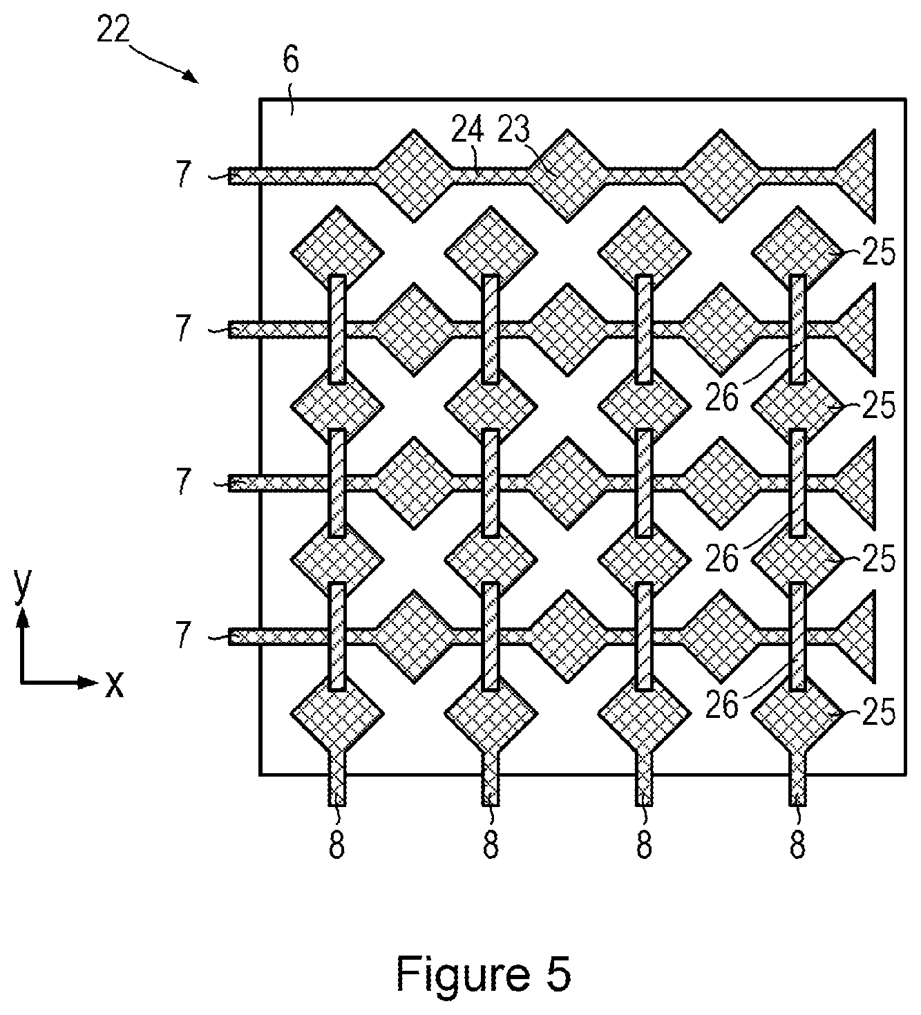 Patent US12147625 Figure 3 – Flexible touch panel with piezoelectric force sensing