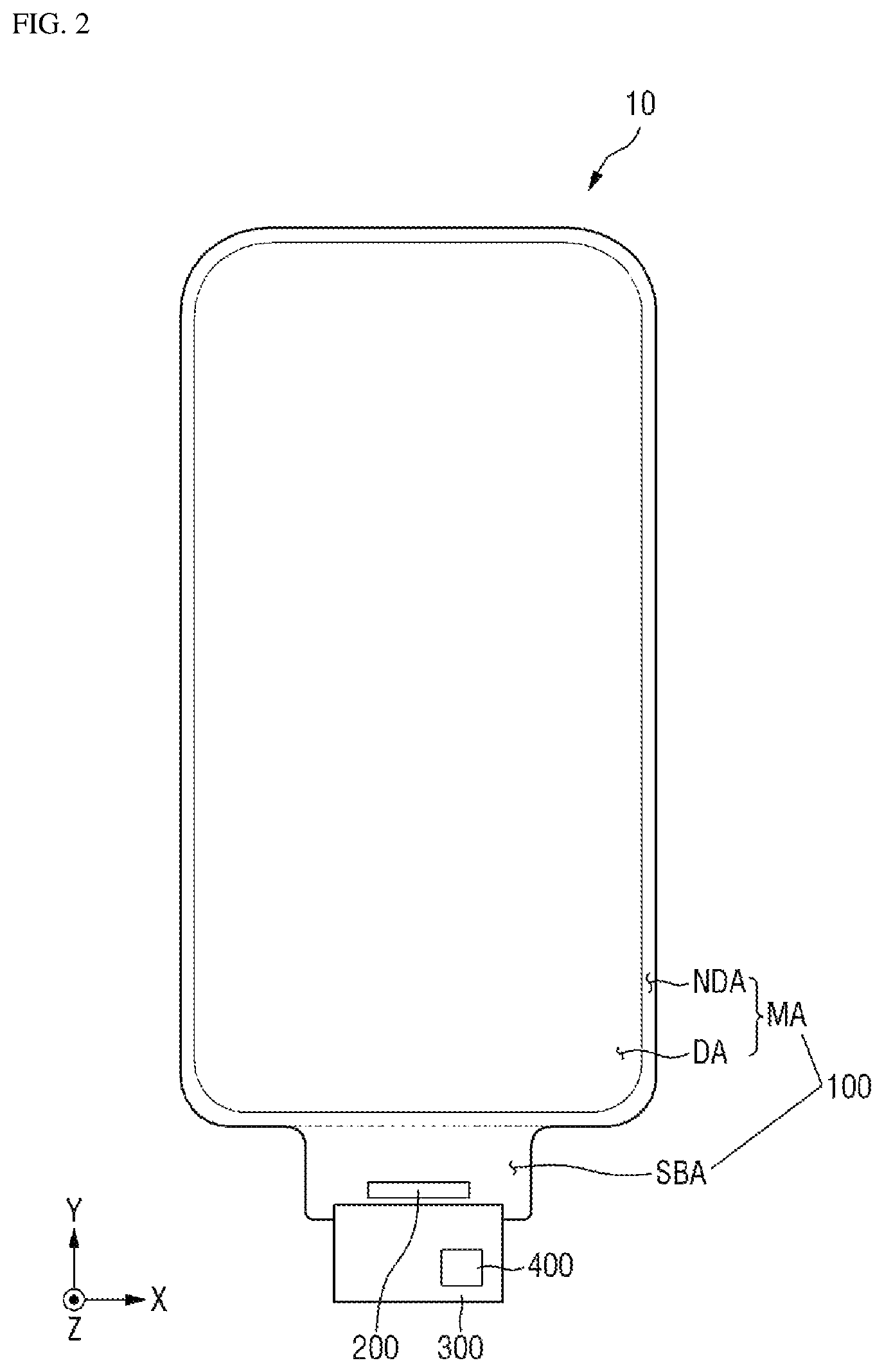 Patent US12147628 Figure 2 – Display device and touch sensing system including the same