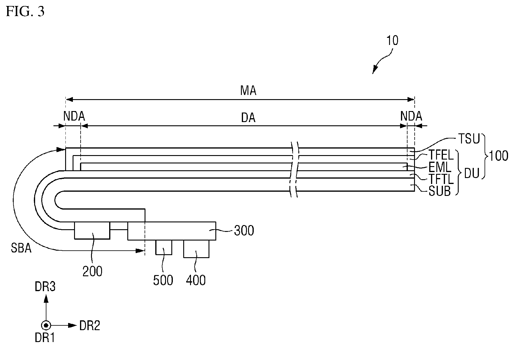 Patent US12147628 Figure 3 – Display device and touch sensing system including the same