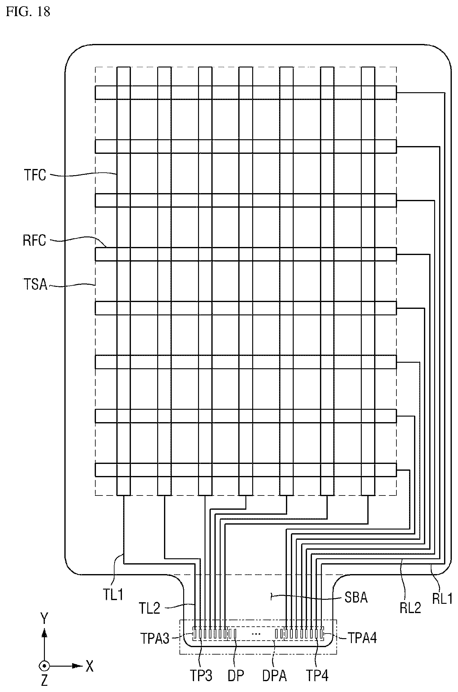Patent US12147628 Figure 18 – Display device and touch sensing system including the same