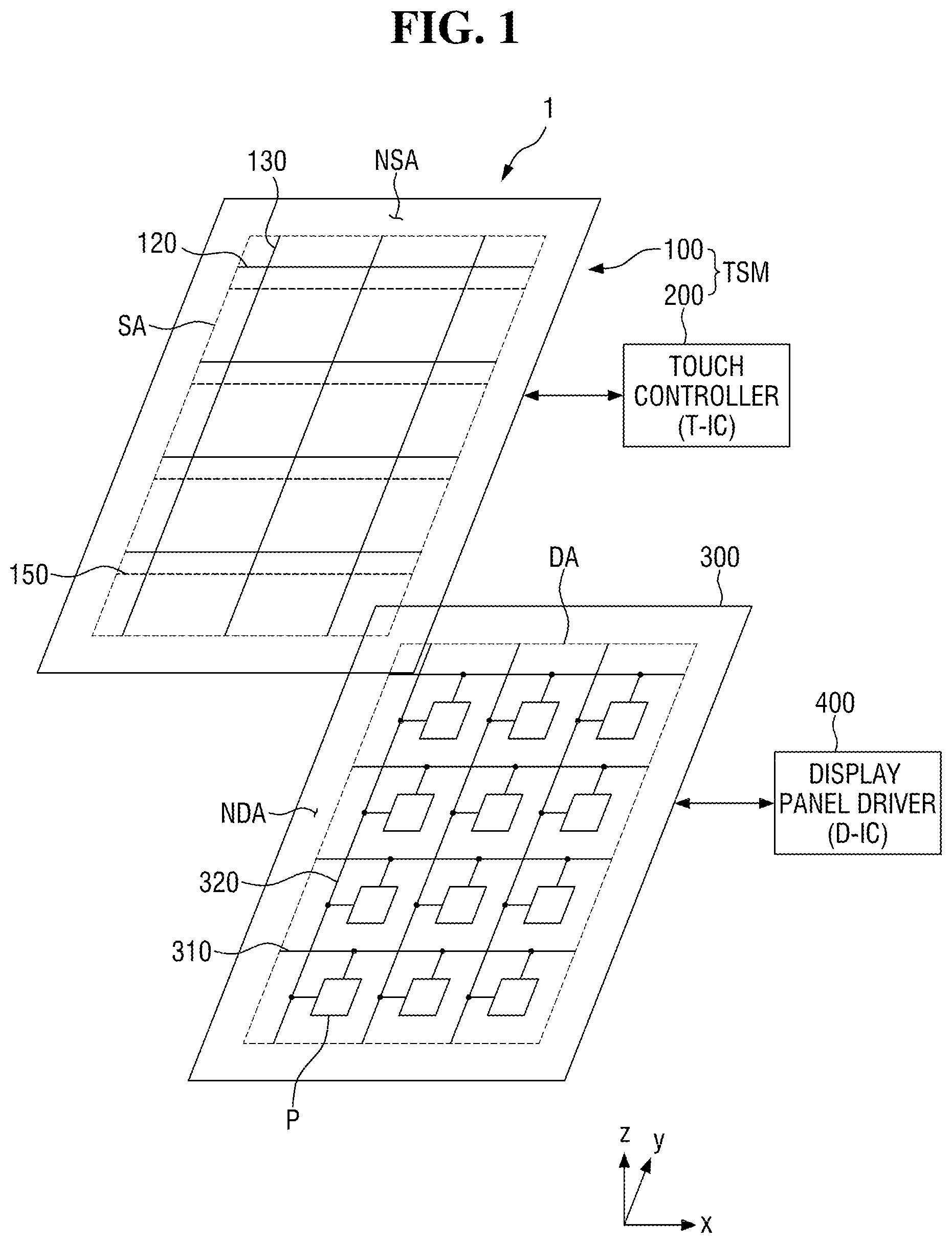 Patent US12147632 Figure 1 – Touch sensor and display device