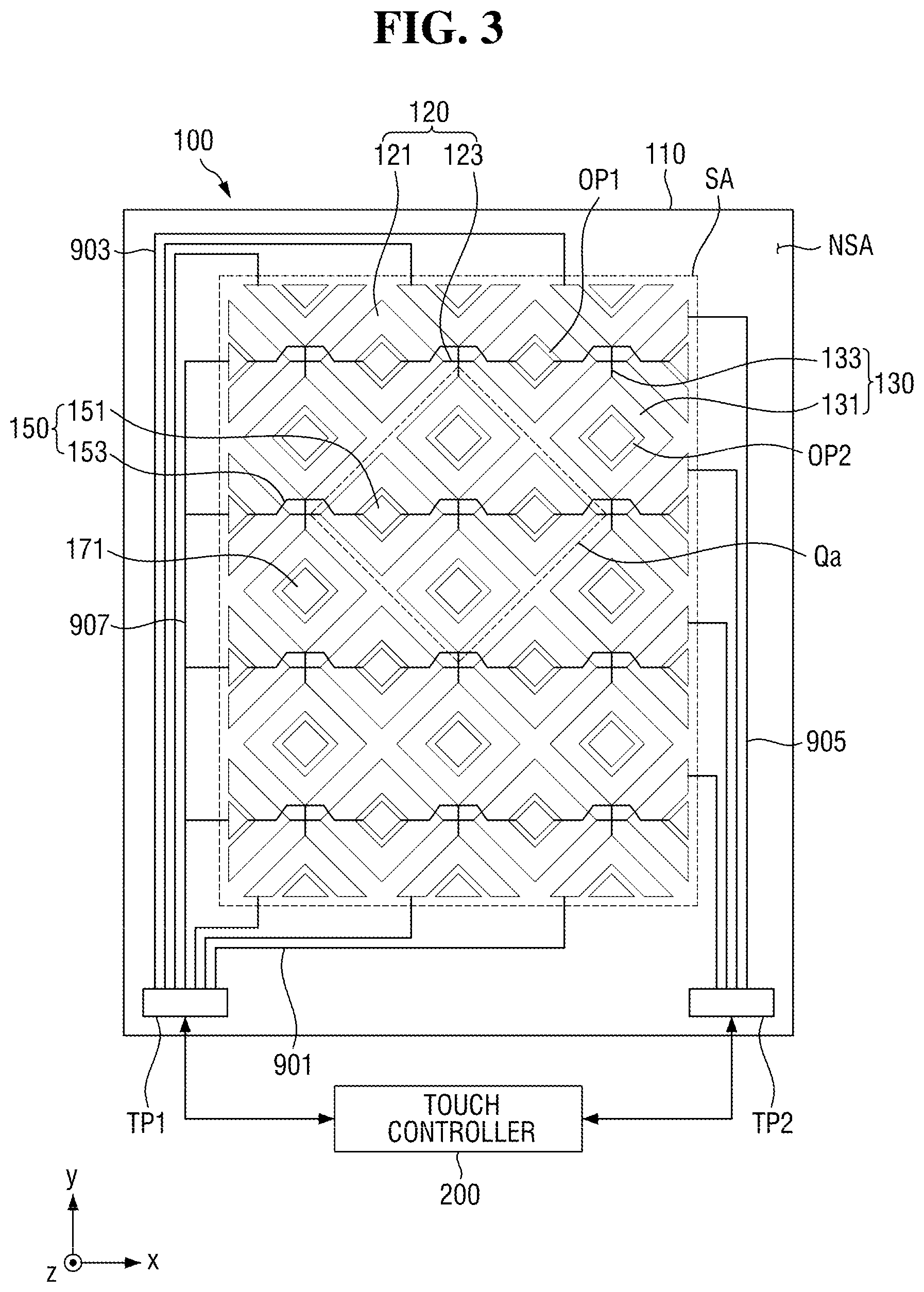 Patent US12147632 Figure 3 – Touch sensor and display device