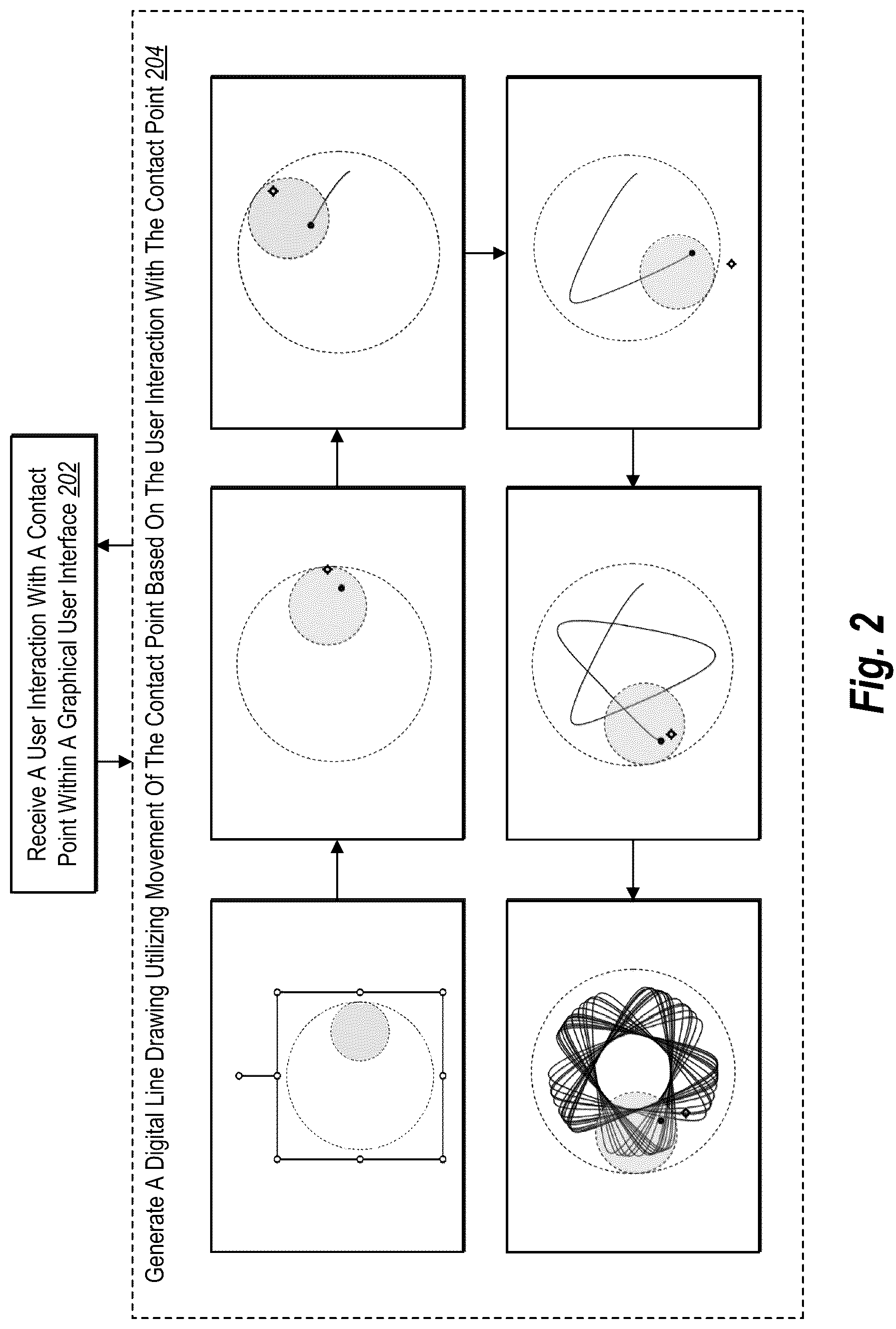 Patent US12147656 Figure 2 – Graphical user interfaces and techniques for generating digital spirographs