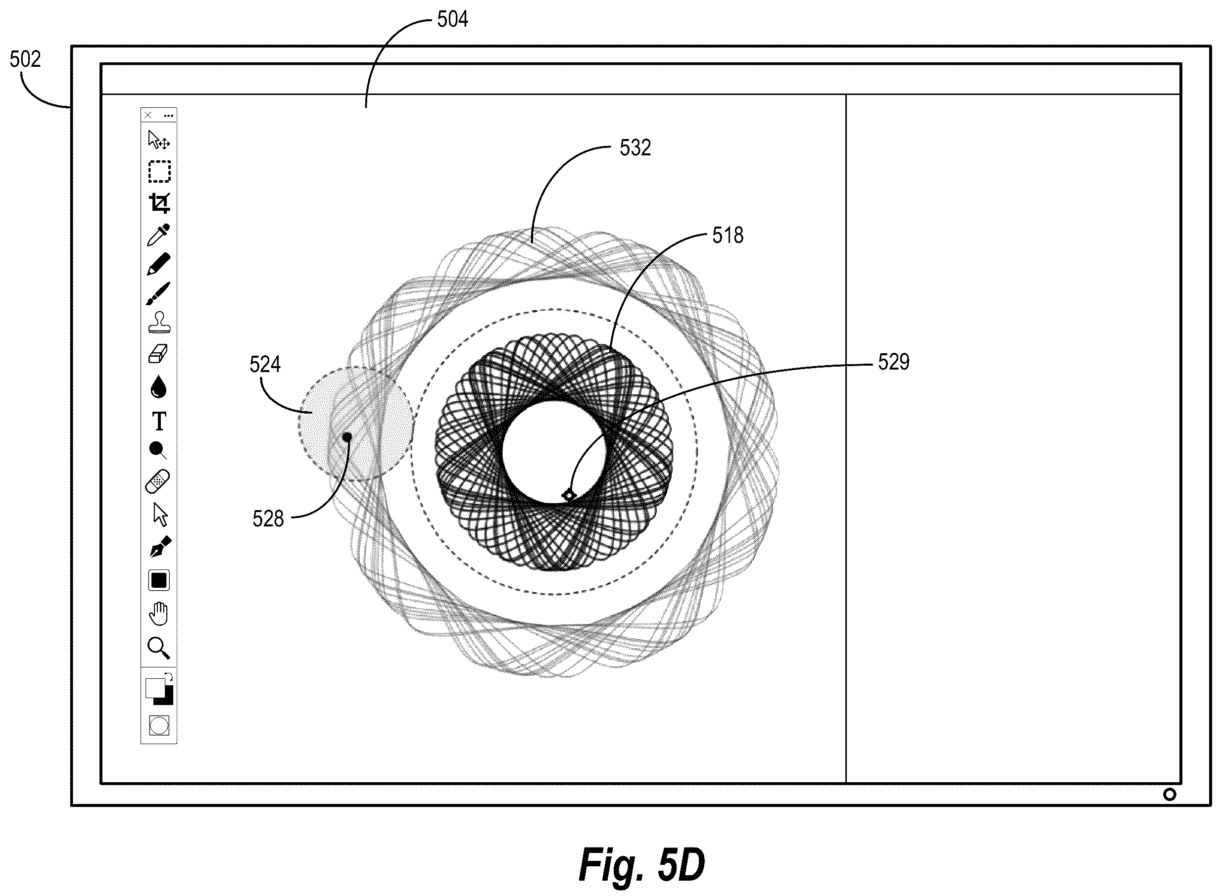 Patent US12147656 Figure 8 – Graphical user interfaces and techniques for generating digital spirographs