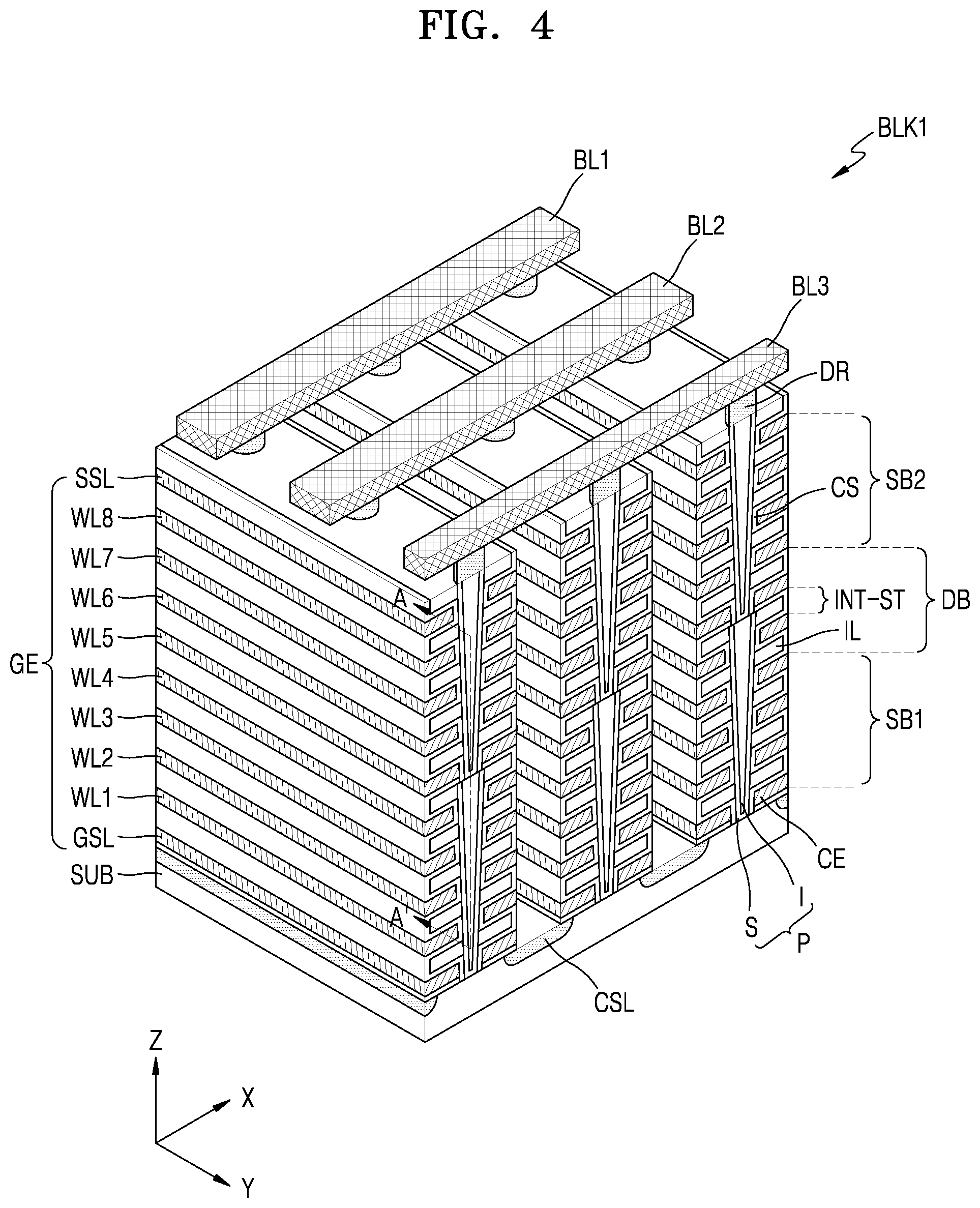 Patent US12147666 Figure 4 – Non-volatile memory device including multi-stack memory block and operating method thereof