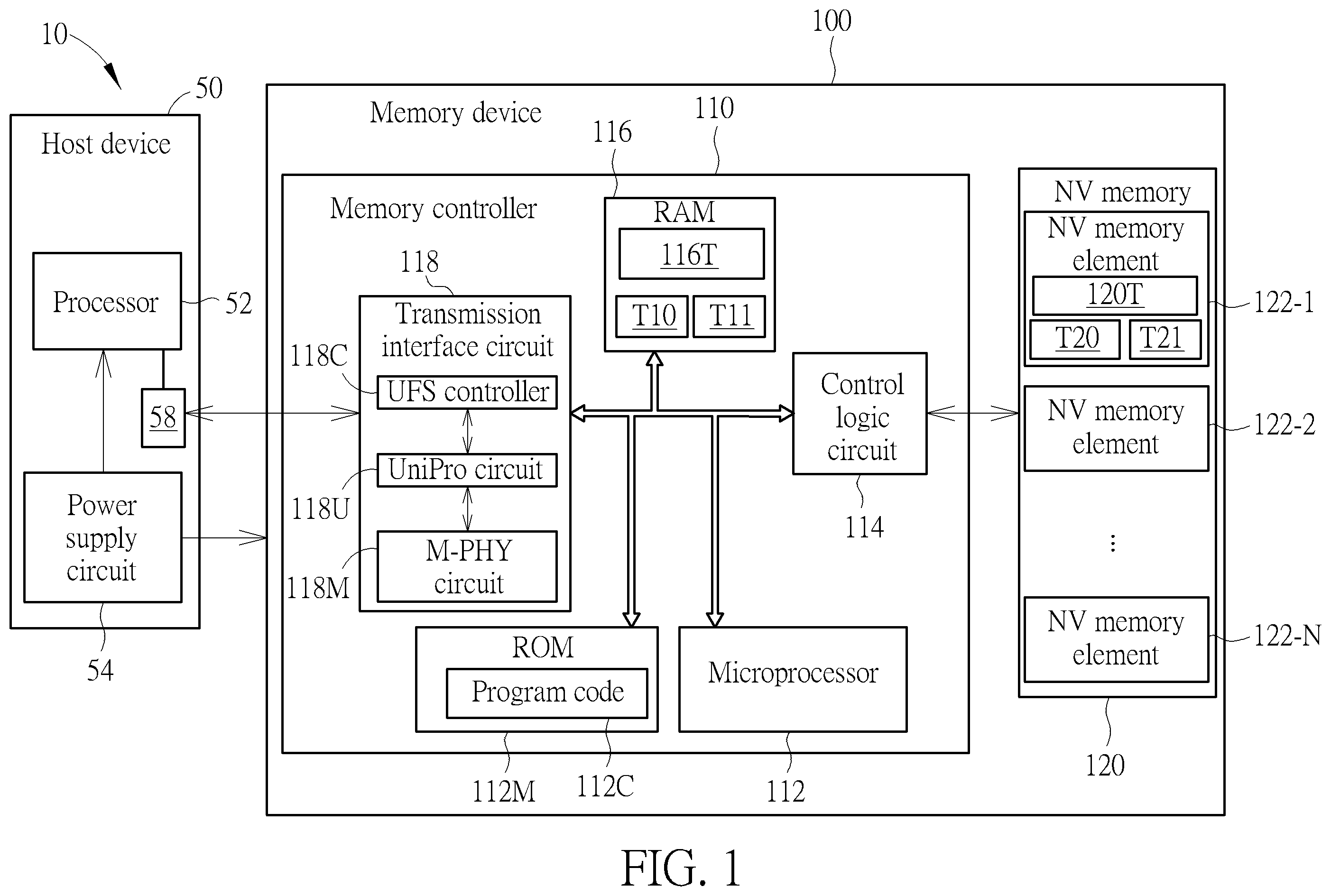 Patent US12147670 Figure 1 – Method and apparatus for performing data access management of memory device in predetermined communications architecture with aid of unbalanced table regions