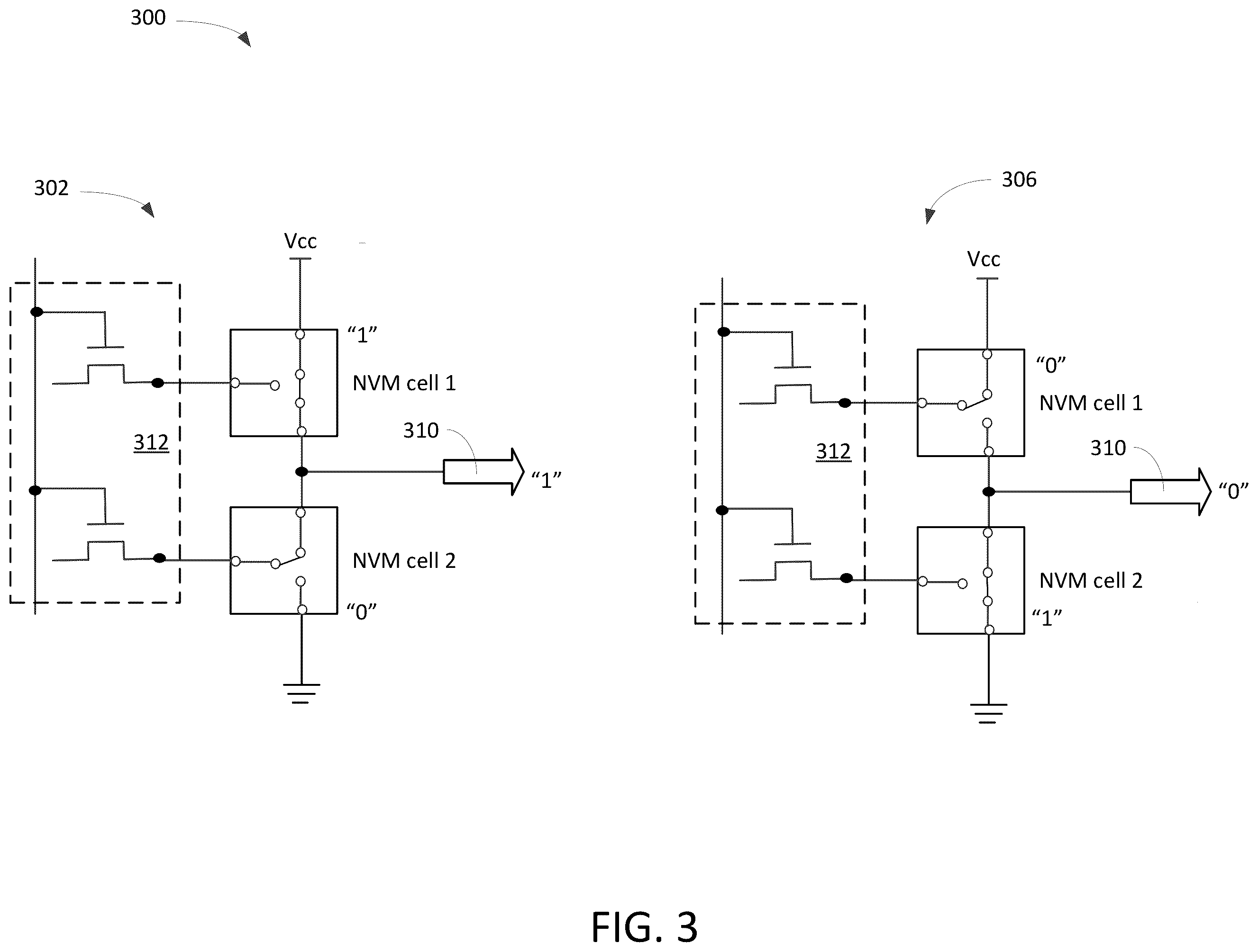 Patent US12147685 Figure 3 – Methods and apparatus for providing a low-power memory block using a pair of nvm cells