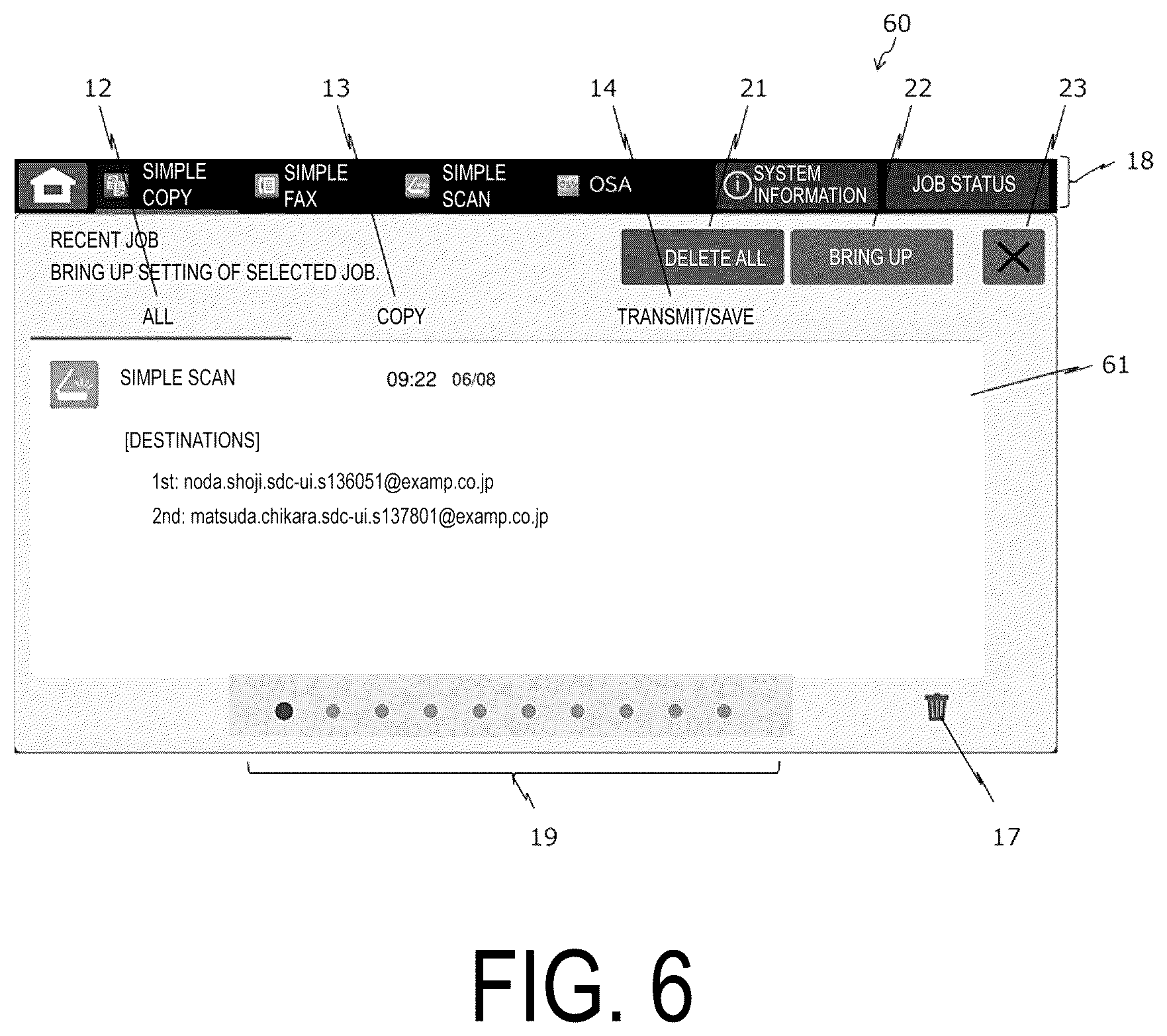 Patent US12147722 Figure 6 – Image processing apparatus and method for bringing up job history