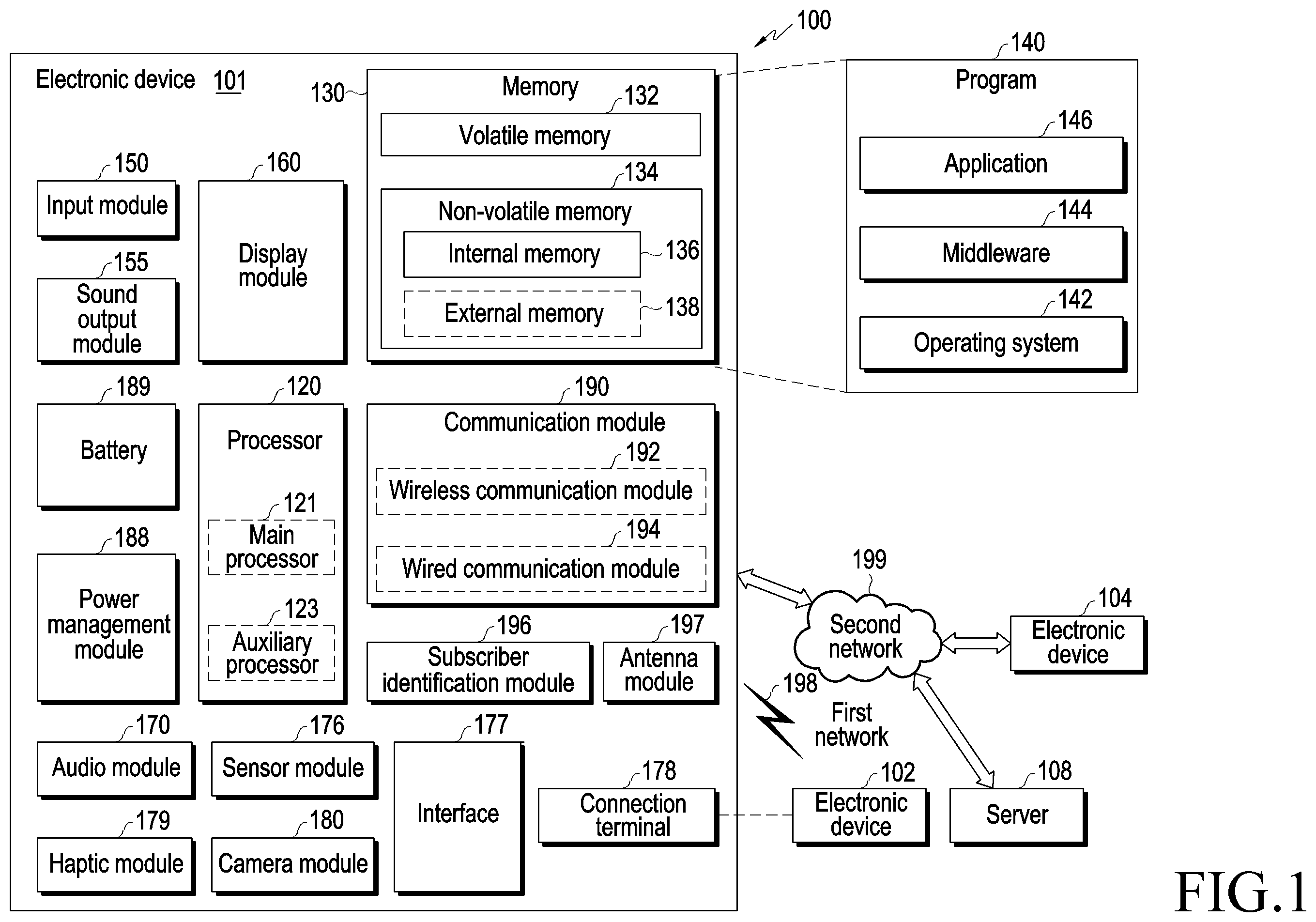 Patent US12147726 Figure 1 – Electronic device displaying widget and method for controlling the same