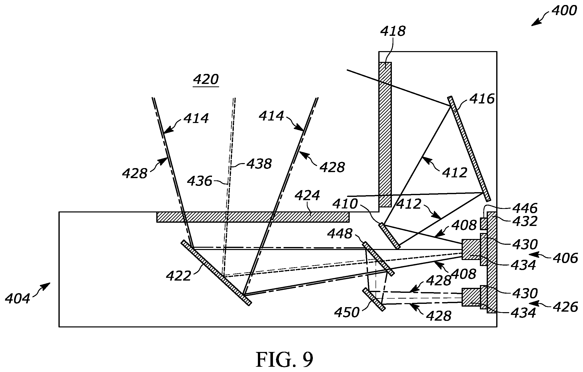 Patent US12147869 Figure 9 – Indicia readers with multiple imaging assemblies and dichroic mirrors