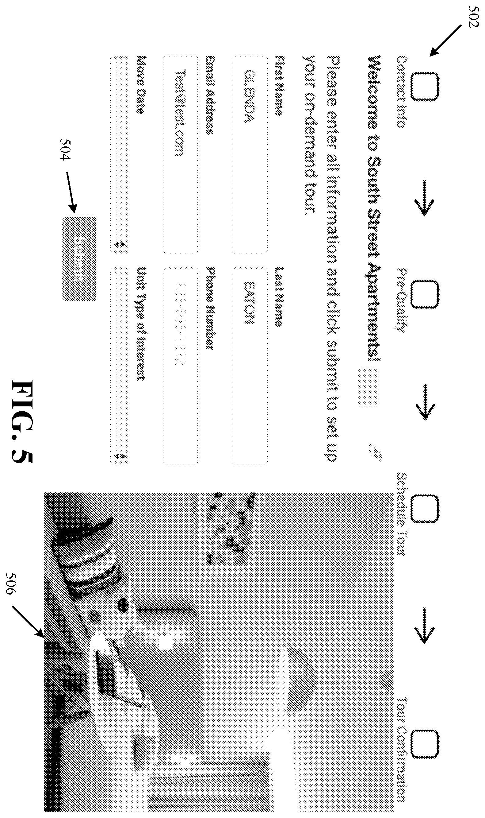 Patent US12147917 Figure 5 – Systems and methods for scheduling and performing self-guided tours of multi-unit residential facilities