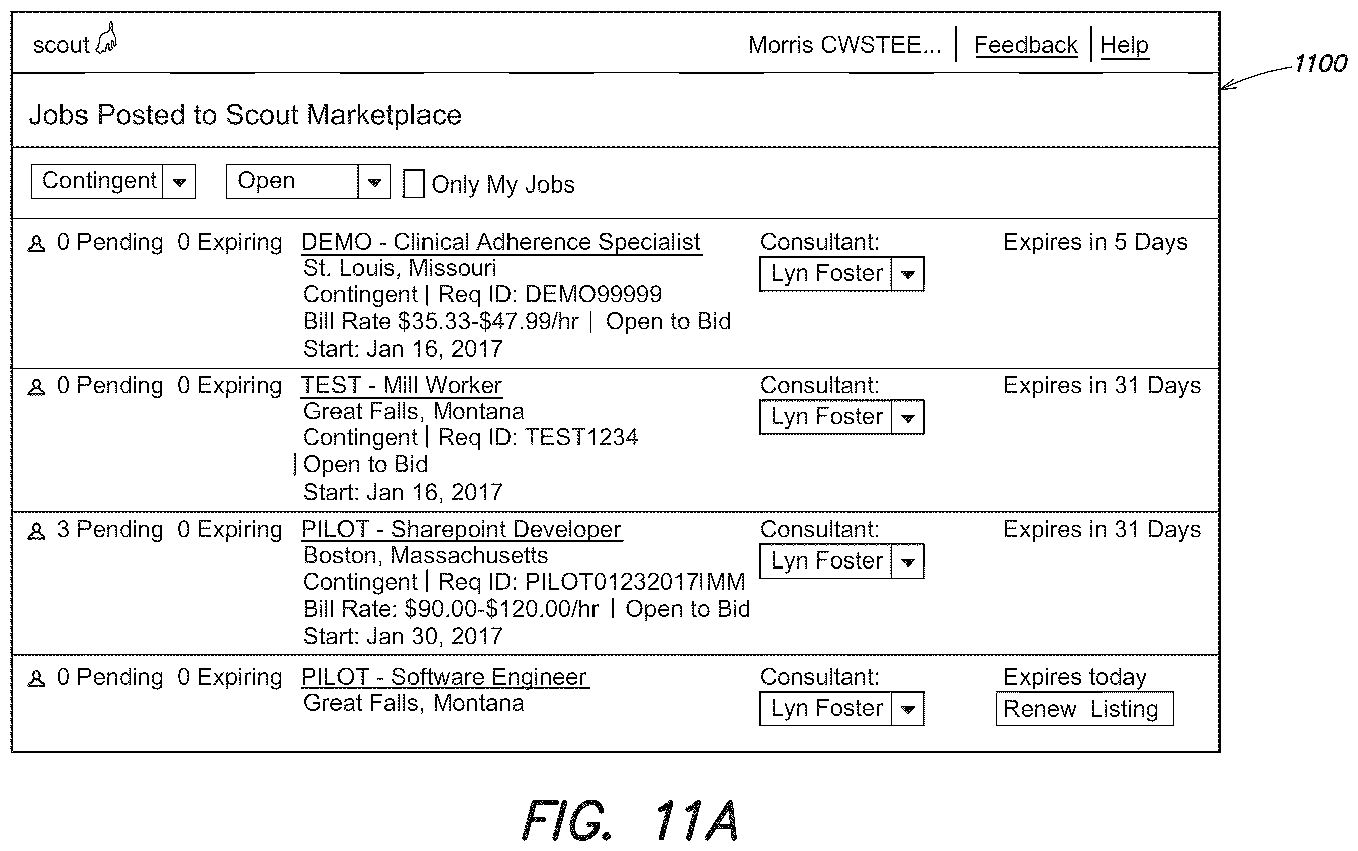 Patent US12147919 Figure 18 – System and interfaces for managing temporary workers