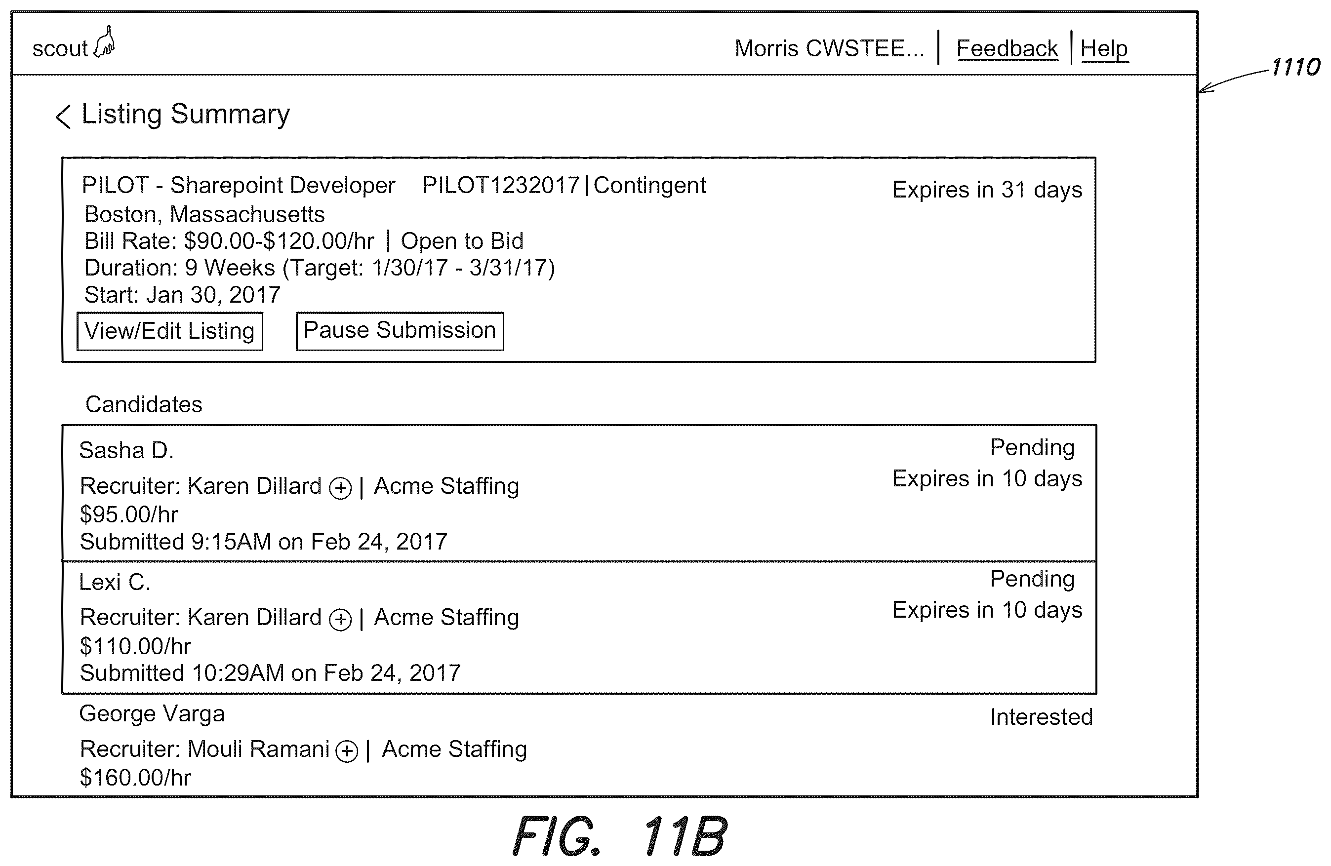 Patent US12147919 Figure 19 – System and interfaces for managing temporary workers
