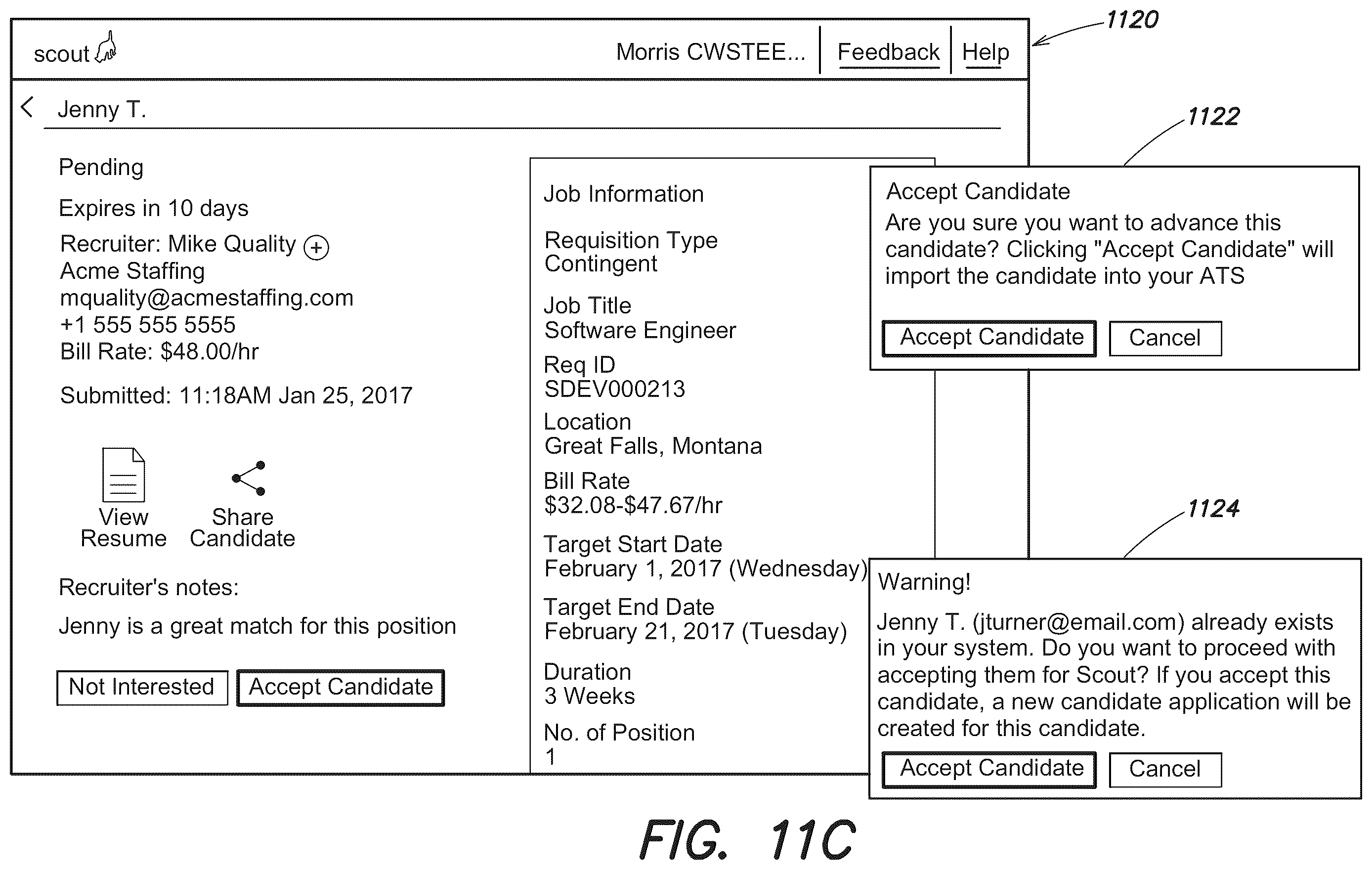 Patent US12147919 Figure 20 – System and interfaces for managing temporary workers