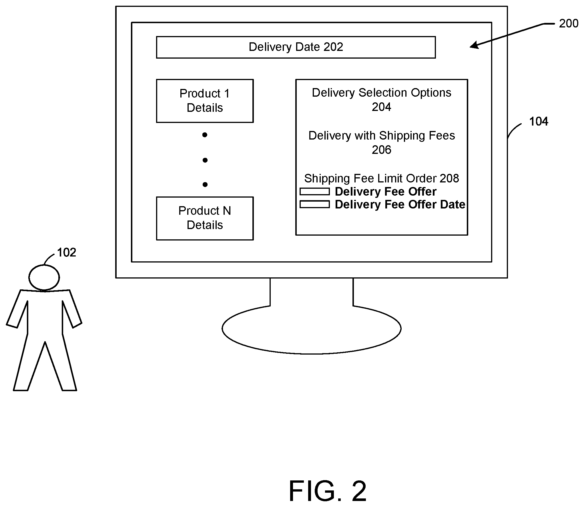 Patent US12147936 Figure 2 – Enhanced systems and methods for preventing lost orders by using dynamic shipping options