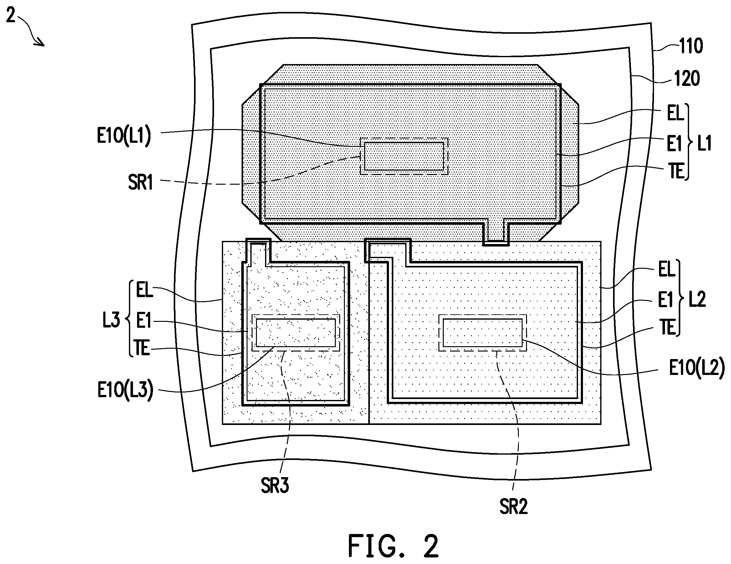 Patent US12155013 Figure 2 – Light-emitting device including photosensor for the detection of Mura defects