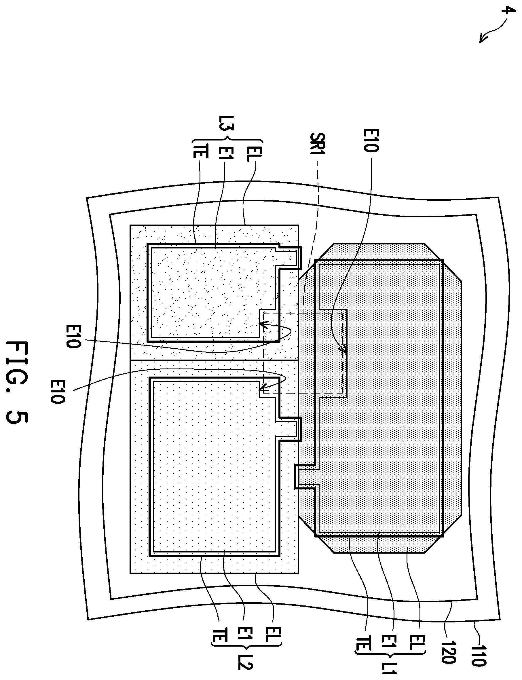 Patent US12155013 Figure 5 – Light-emitting device including photosensor for the detection of Mura defects