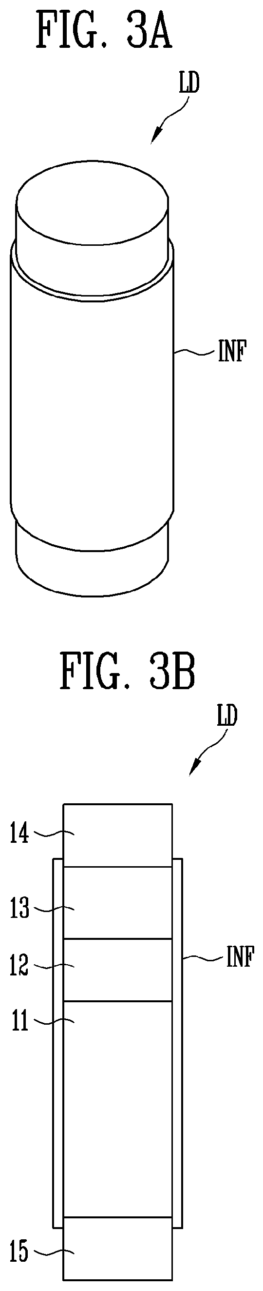 Patent US12155018 Figure 3 – Light-emitting device and display device including rod shaped light emitting elements and color conversion elements