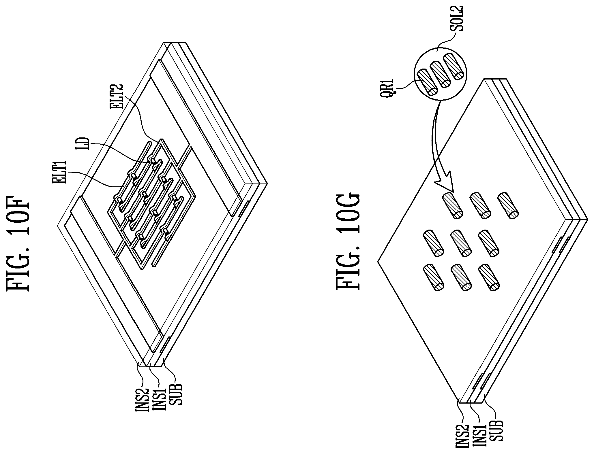 Patent US12155018 Figure 11 – Light-emitting device and display device including rod shaped light emitting elements and color conversion elements