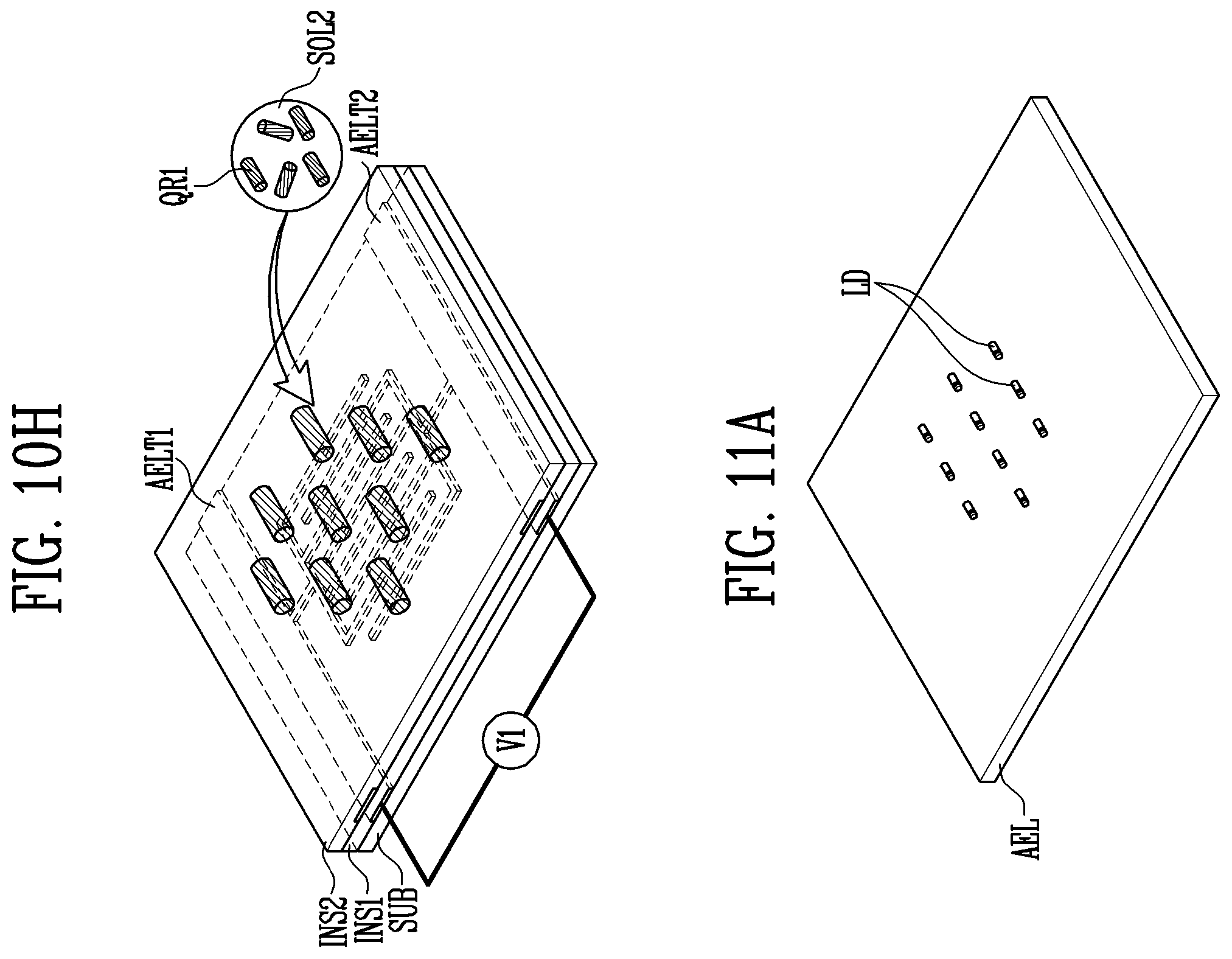 Patent US12155018 Figure 12 – Light-emitting device and display device including rod shaped light emitting elements and color conversion elements