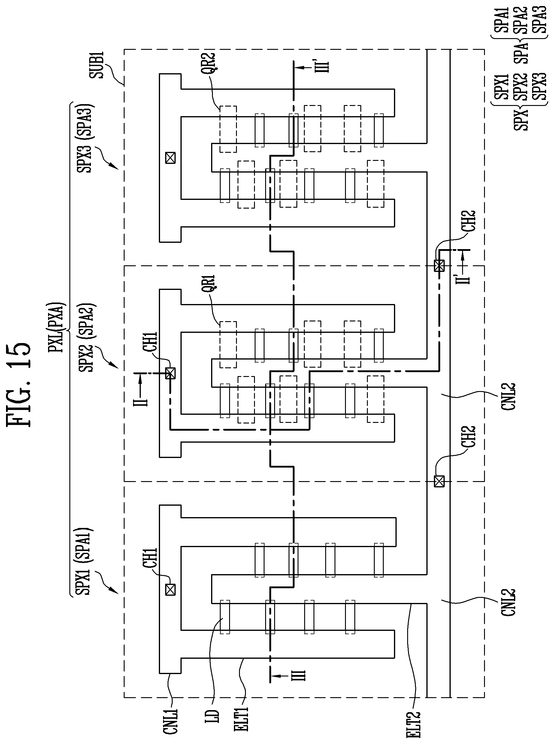 Patent US12155018 Figure 19 – Light-emitting device and display device including rod shaped light emitting elements and color conversion elements
