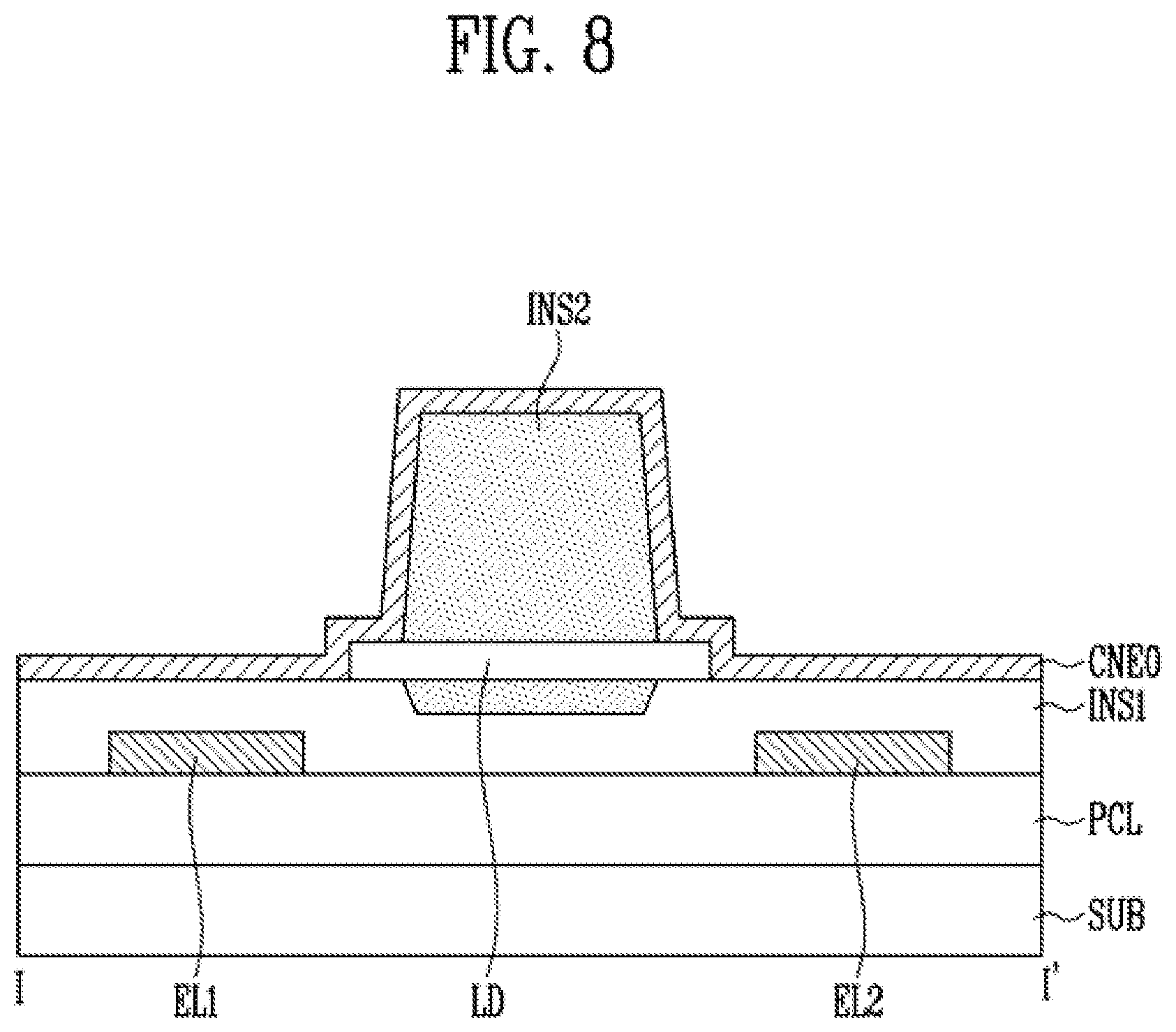 Patent US12155021 Figure 8 – Pixel, method of manufacturing the same, and display device including the same