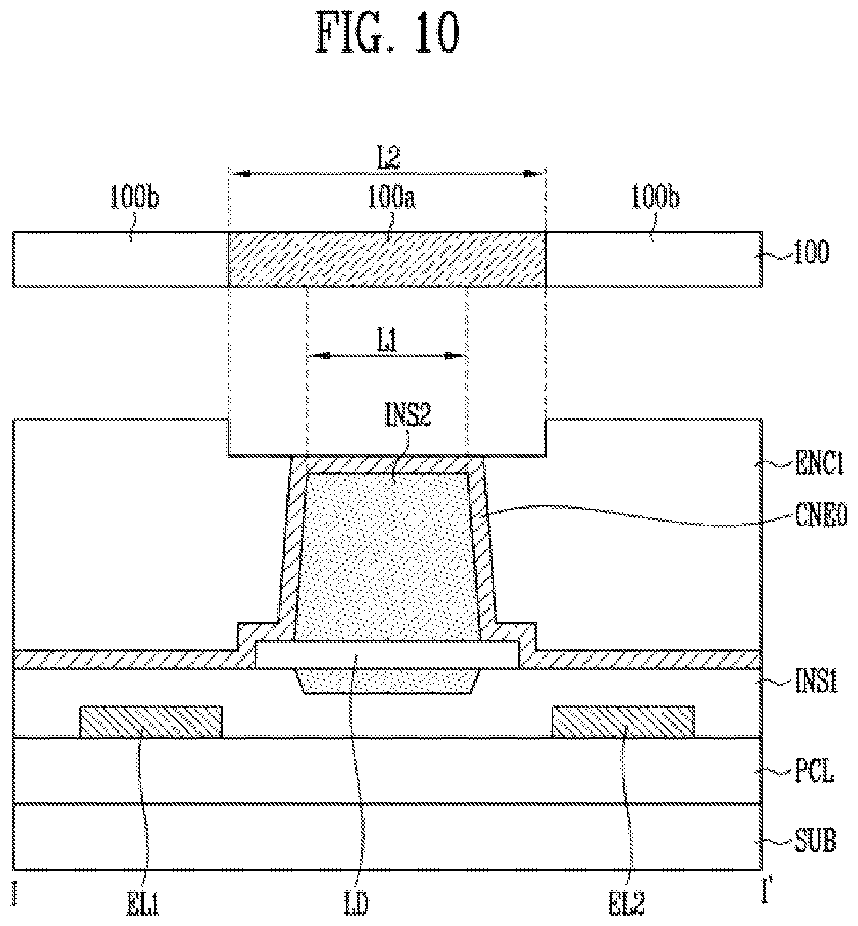 Patent US12155021 Figure 10 – Pixel, method of manufacturing the same, and display device including the same