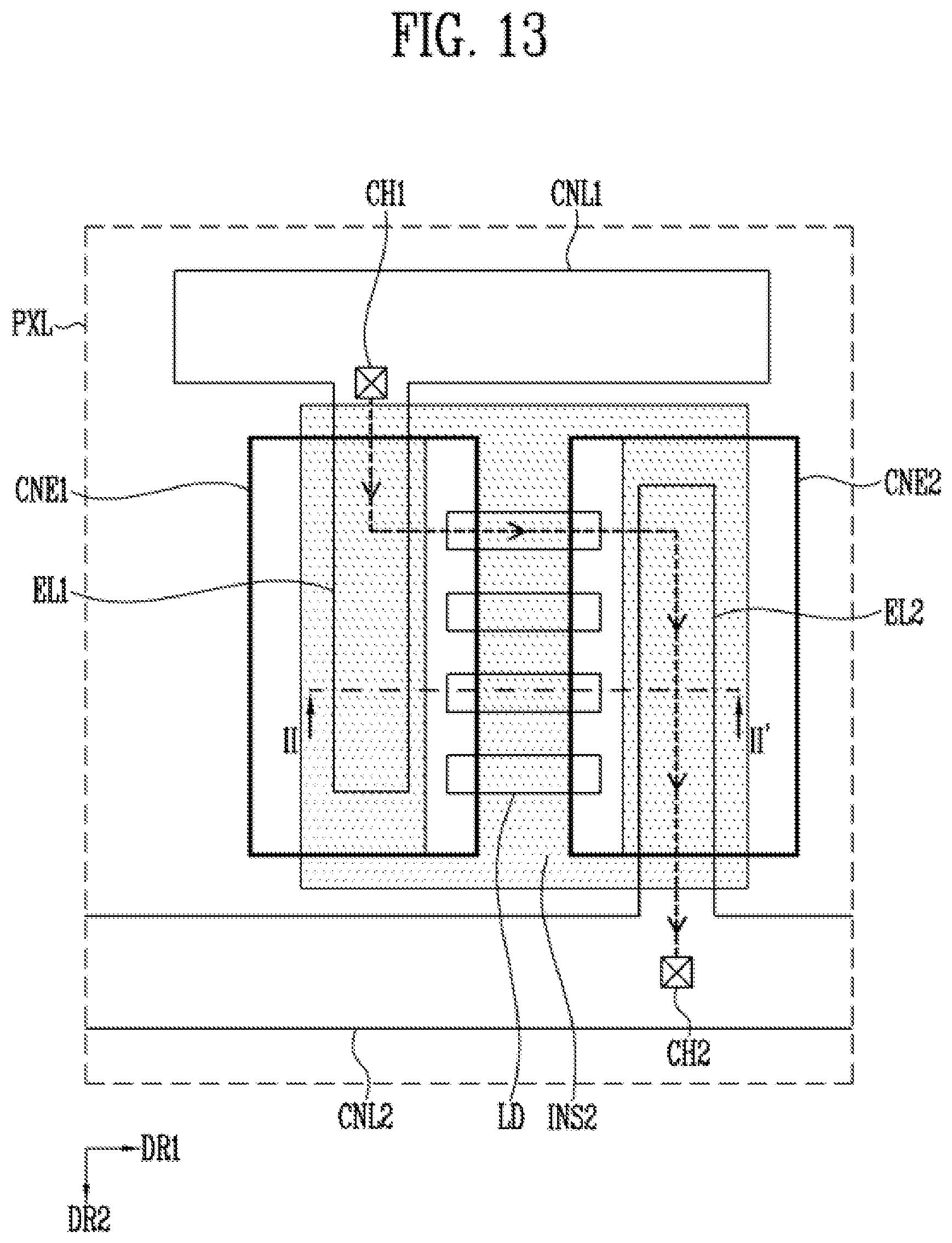 Patent US12155021 Figure 14 – Pixel, method of manufacturing the same, and display device including the same