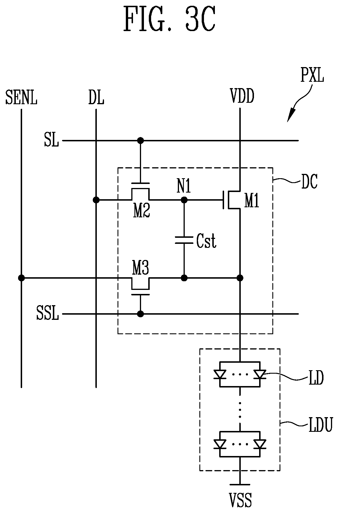 Patent US12155027 Figure 5 – Display device including a pad unit connected to a pixel