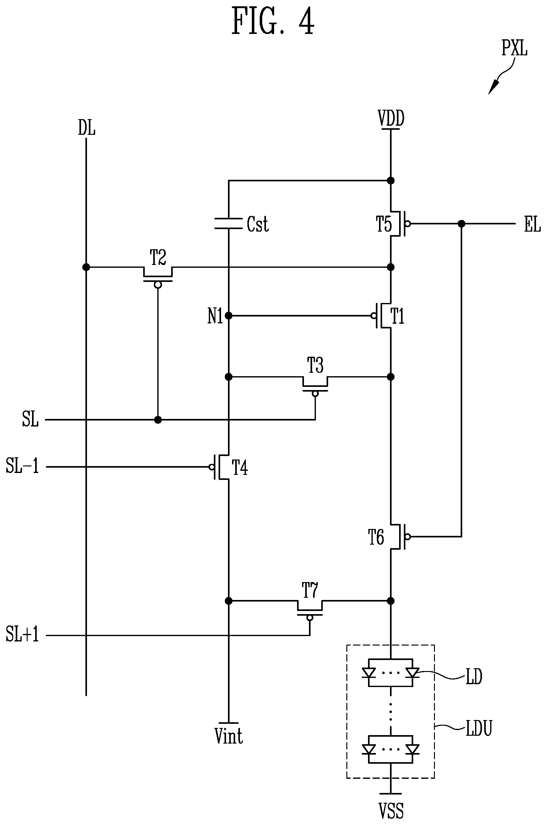 Patent US12155027 Figure 6 – Display device including a pad unit connected to a pixel
