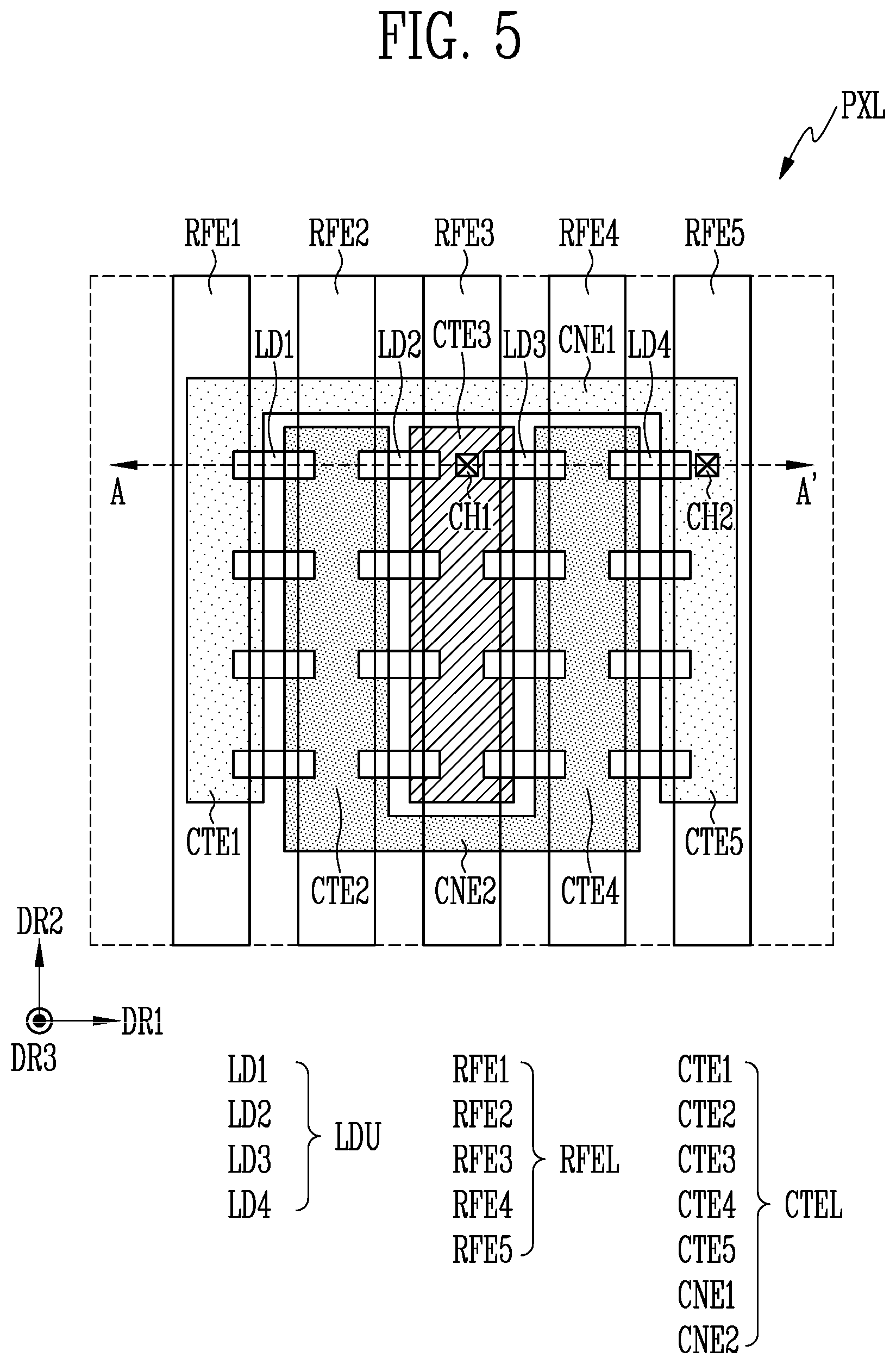 Patent US12155027 Figure 7 – Display device including a pad unit connected to a pixel