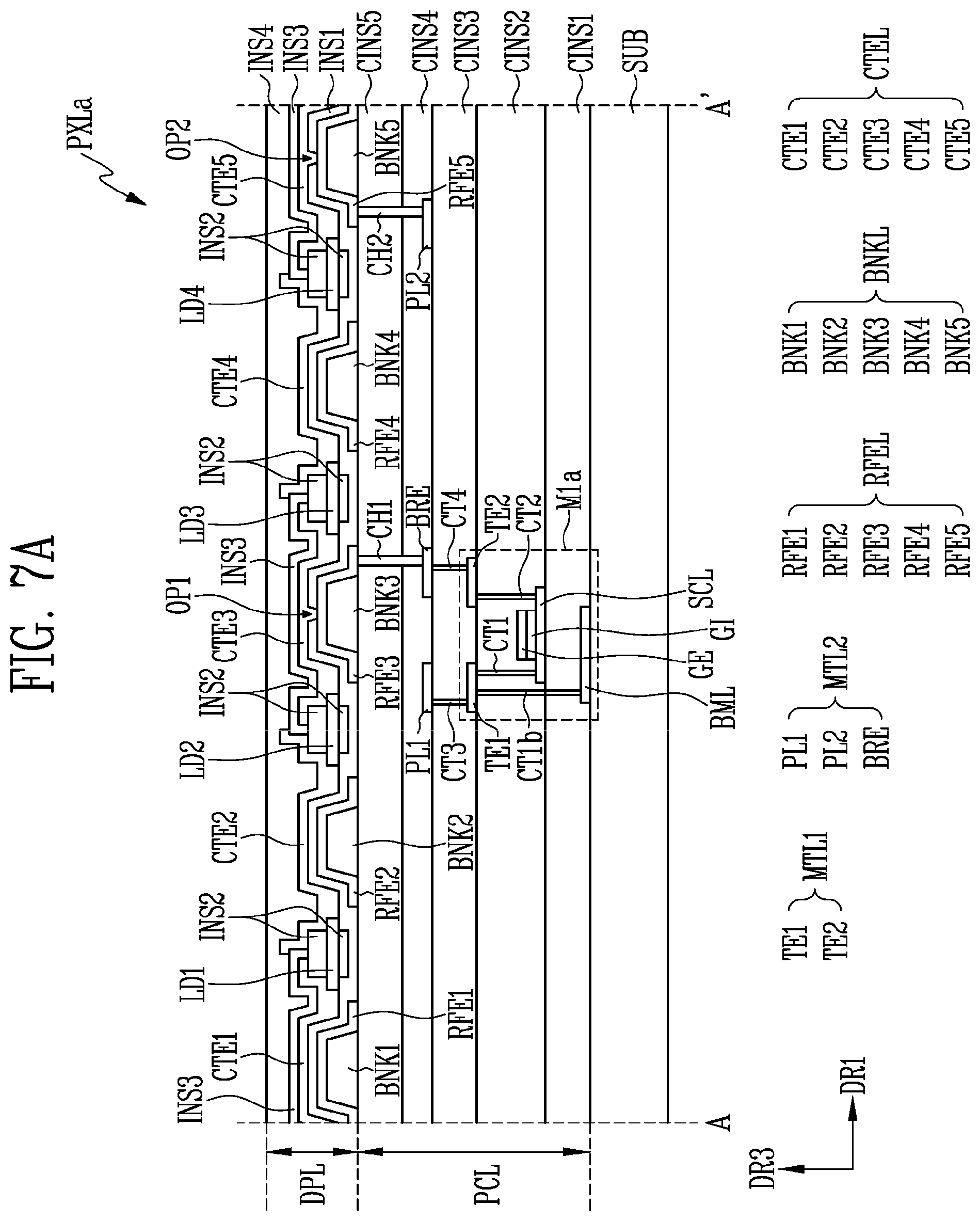 Patent US12155027 Figure 9 – Display device including a pad unit connected to a pixel