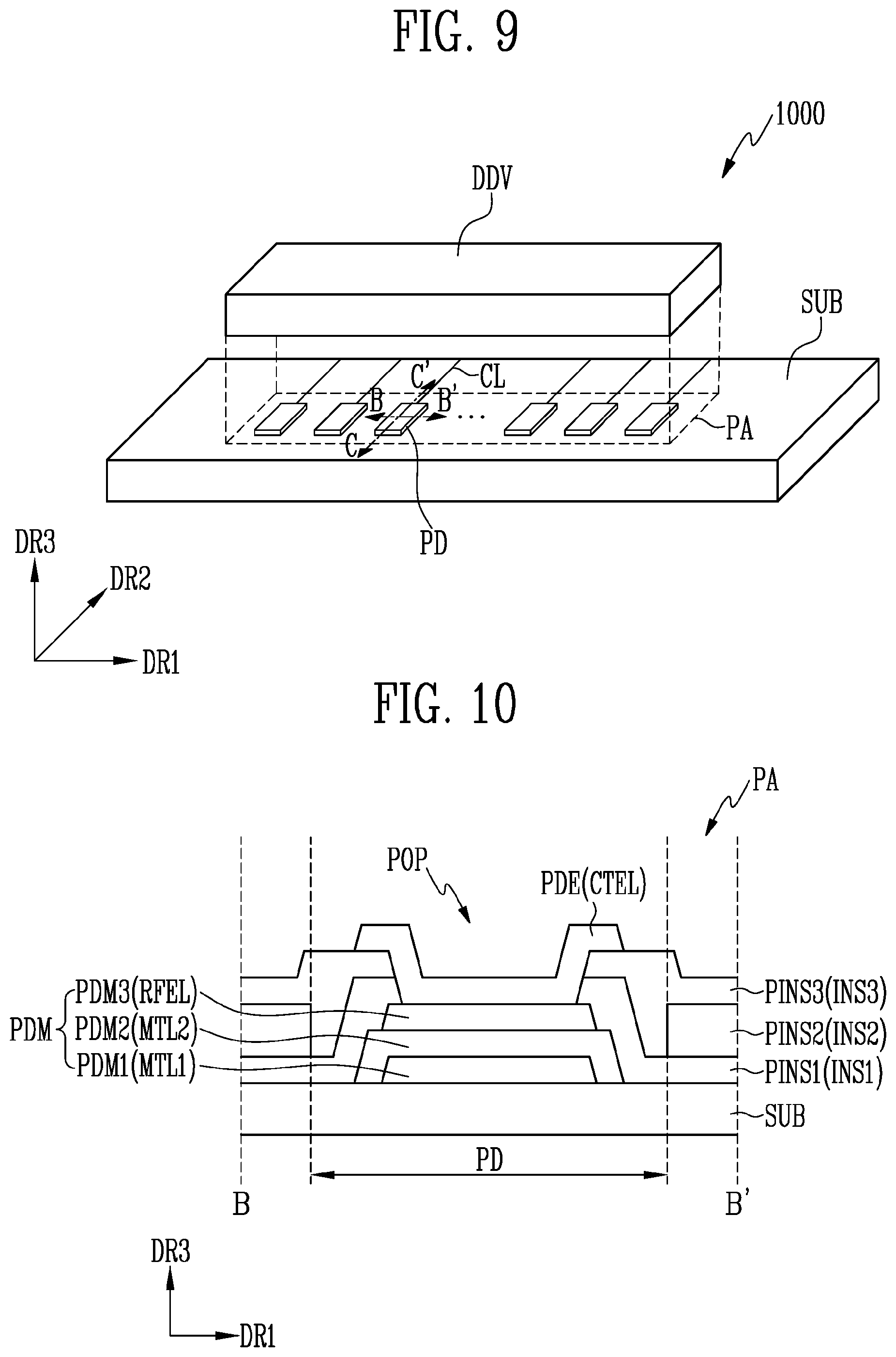 Patent US12155027 Figure 13 – Display device including a pad unit connected to a pixel