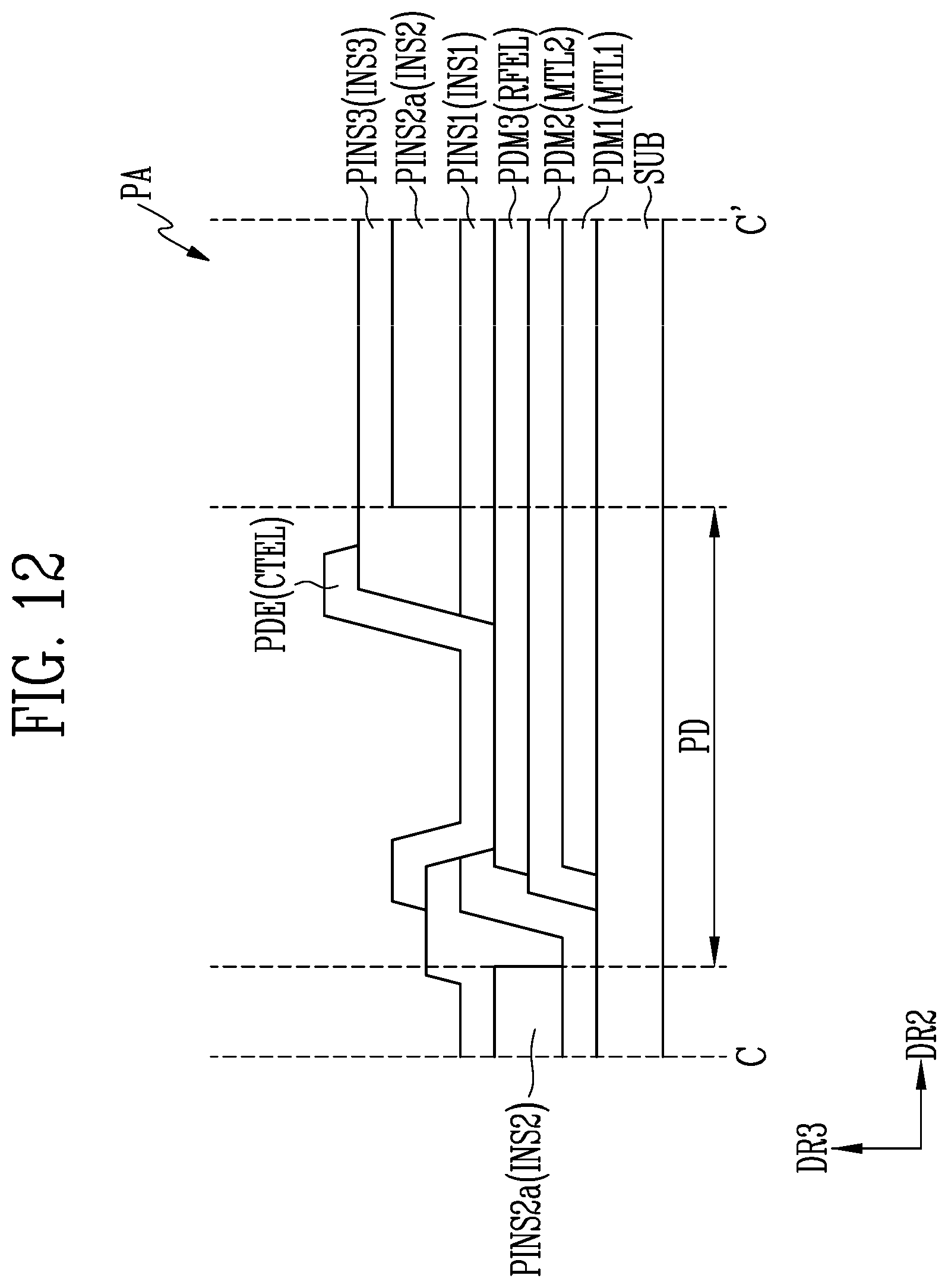 Patent US12155027 Figure 15 – Display device including a pad unit connected to a pixel